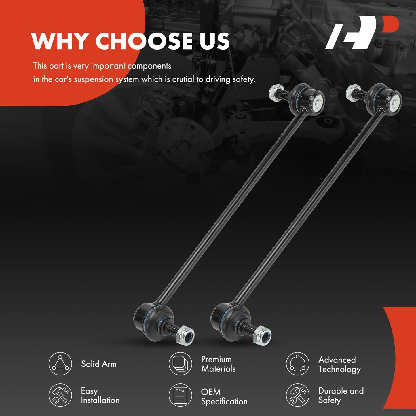 A-Premium Sway Bar Link Replacement for Fiat 500 2012-2019, Front Left and Right, A Set of 2