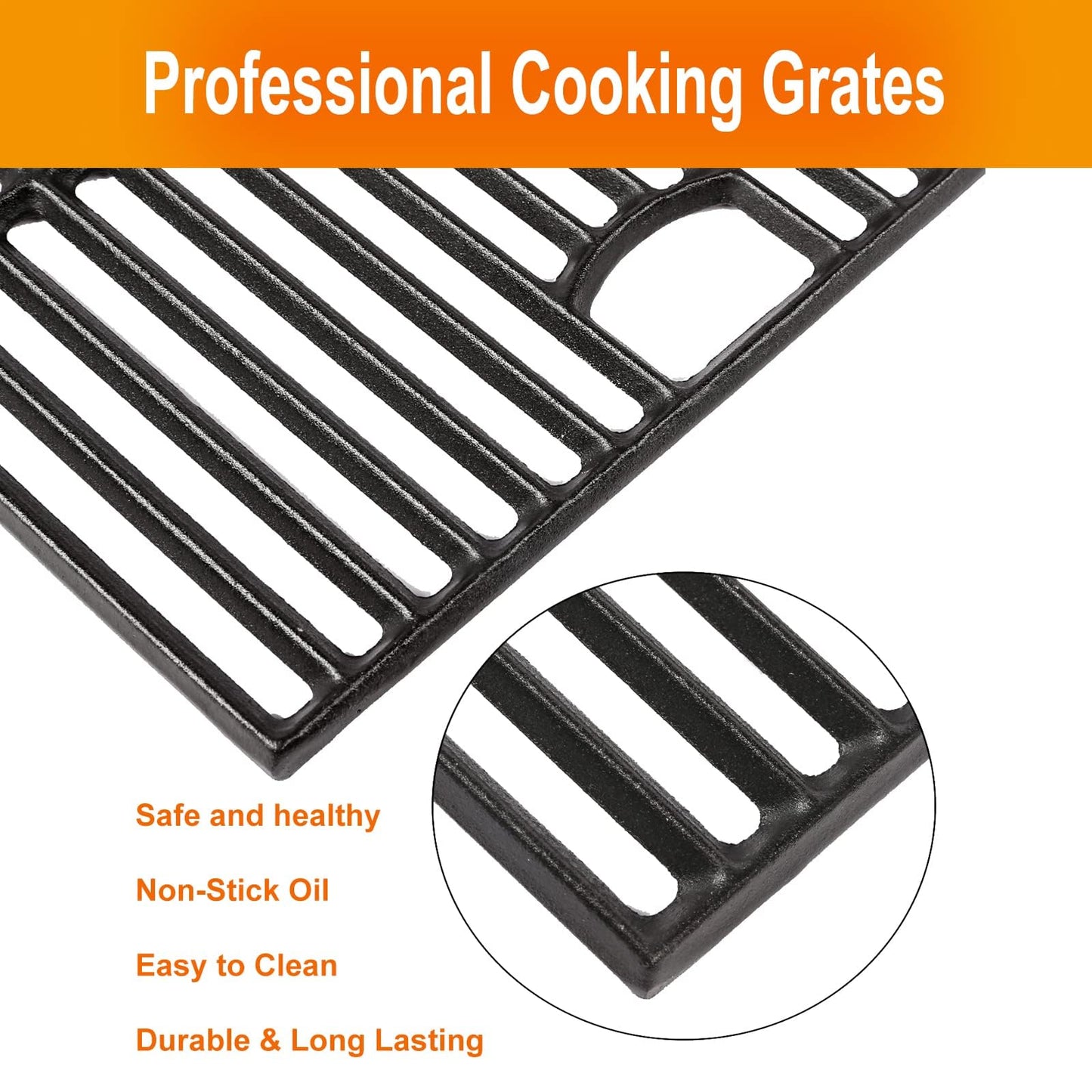 Hisencn 17 inch Grill Cooking Grates Replacement Parts for Homedepot Nexgrill 720-0896B 720-0896 720-0896BK 720-0896E 720-0896C 720-0896CP 720-0898 720-0898A, 3 Pack