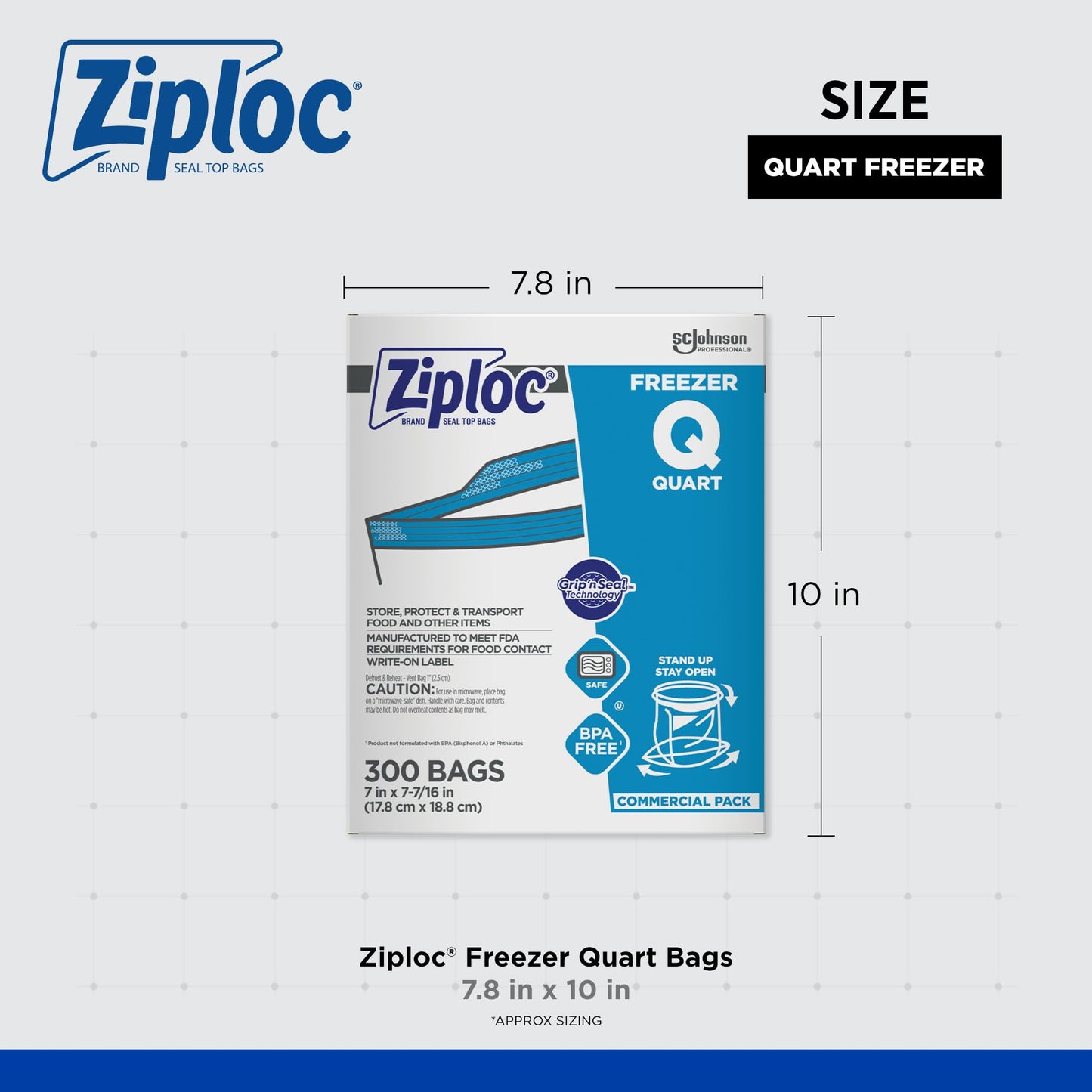 Ziploc PRO Freezer Quart 300ct, Clear (696187)