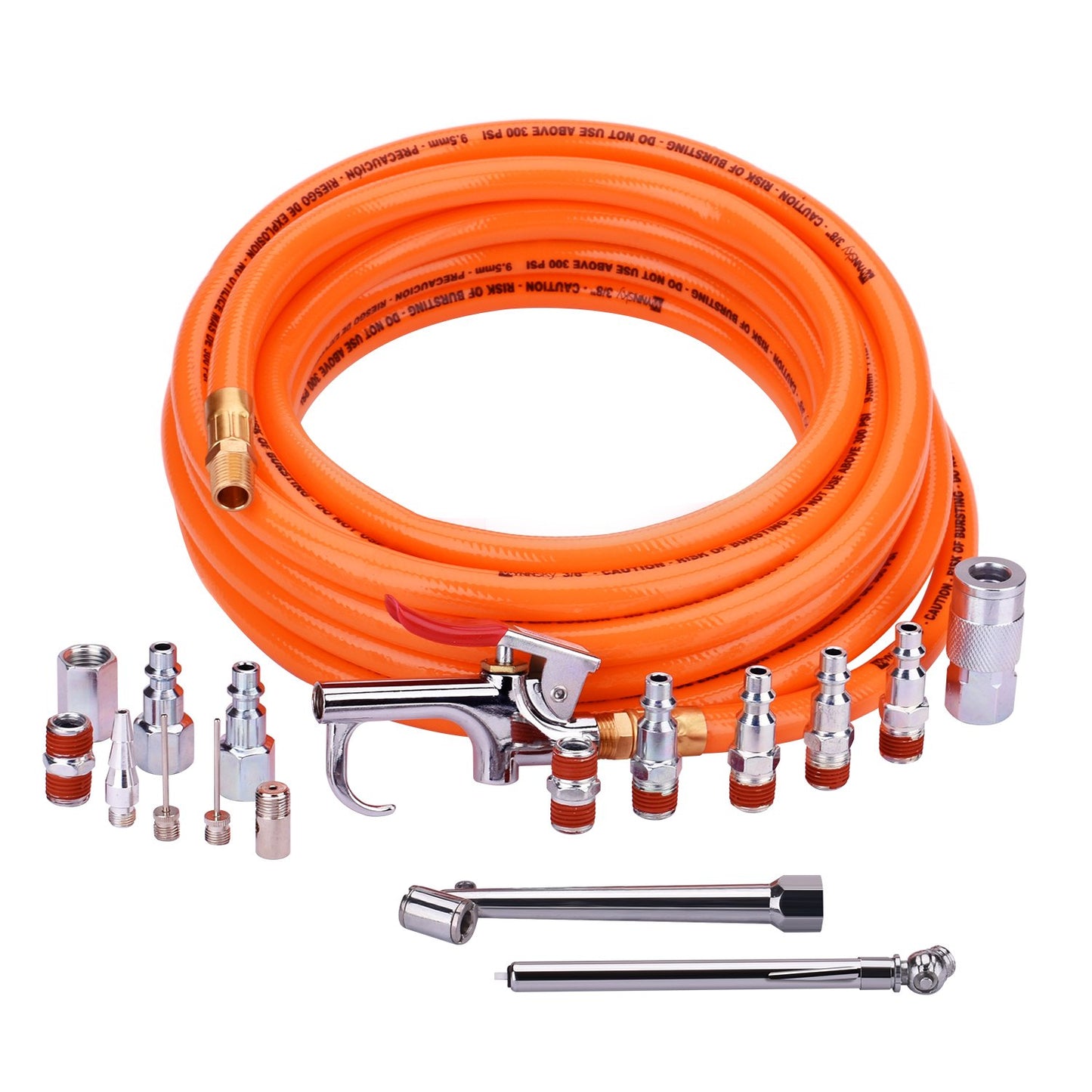 WYNNsky 3/8" X 25ft PVC Air Compressor Hose Kit with 17 Piece Air Tool and Air Compressor Accessories Kit