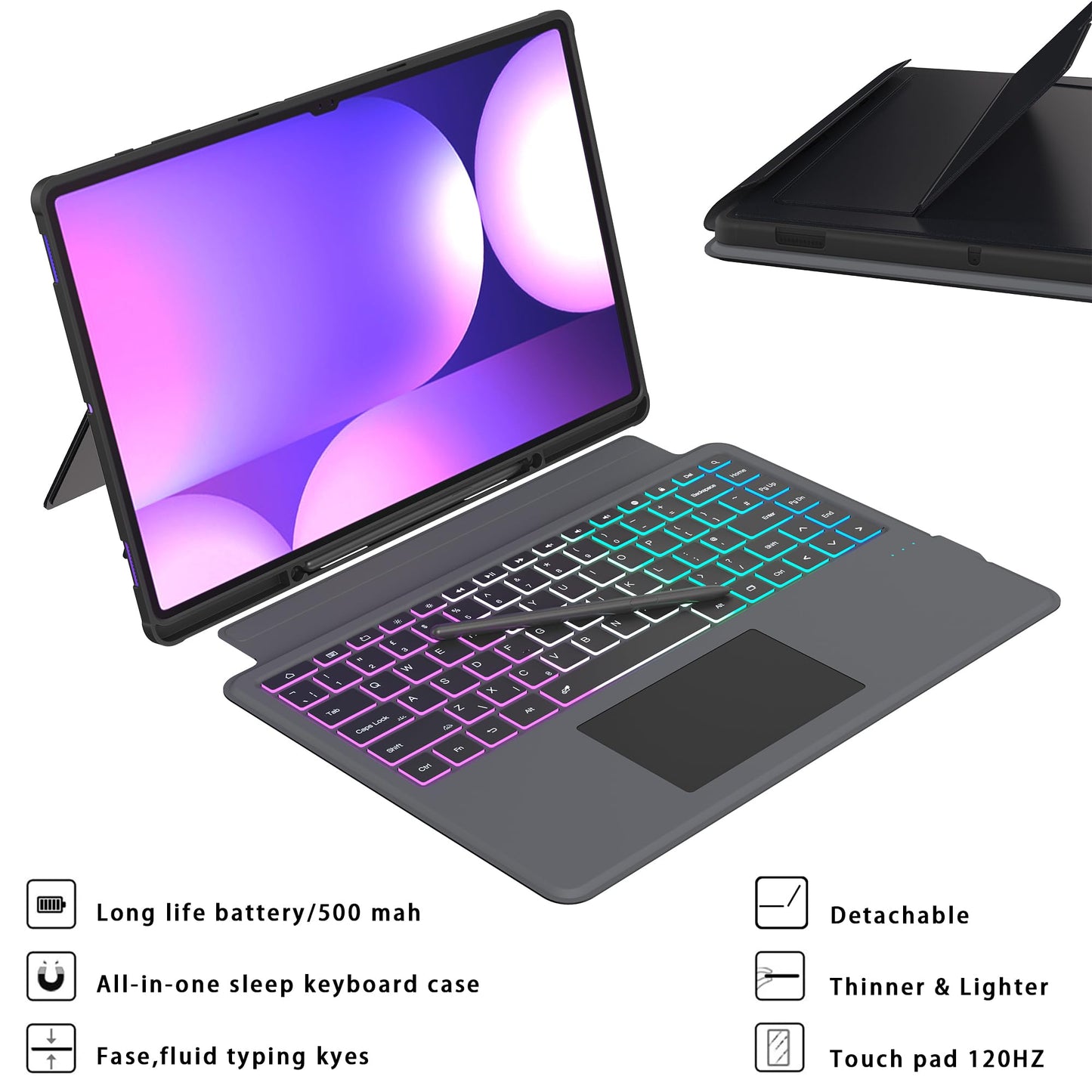 for Samsung Galaxy Tab S9 Ultra/S10 Ultra/S8 Ultra 14.6-inch Keyboard Case: 7 Colors Backlit Keyboard with Trackpad | Detachable Magnetic Keyboard Cover with Pen Holder for 14.6" Tab S10 Ultra/S9Ultra