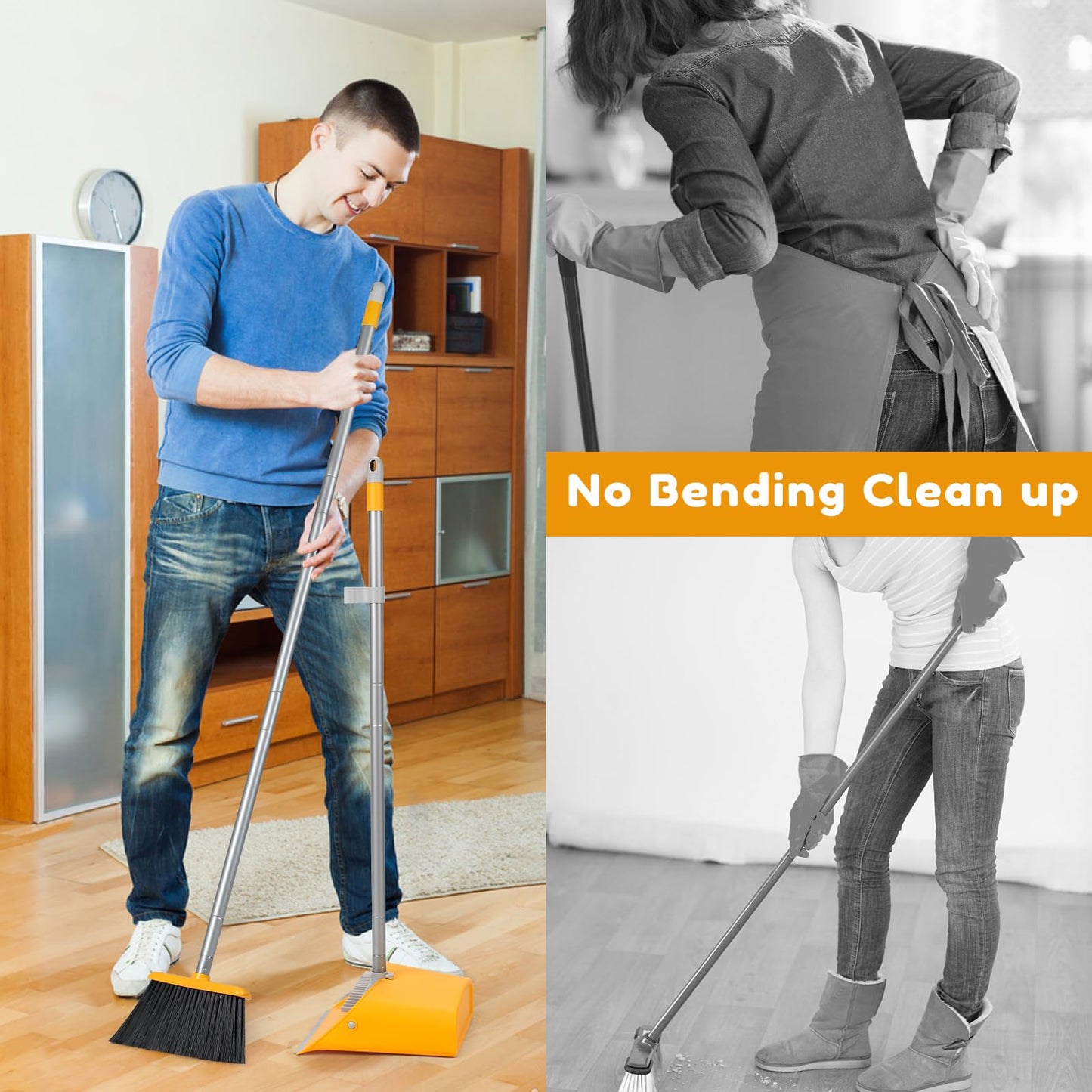 Yellow Broom and Dustpan Set