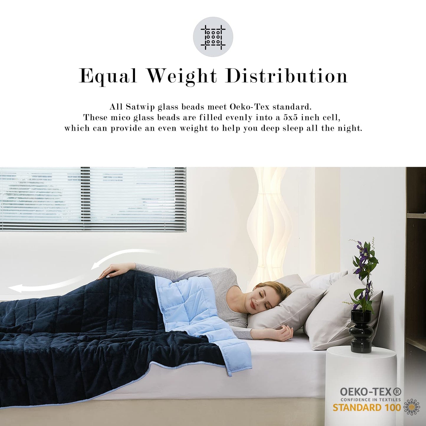Satwip Weighted Blanket Queen Size 15lbs Fuzzy Warm Flannel Throw Blanket with Soft Breathable Sanded, 60 x 80 inches, Blue