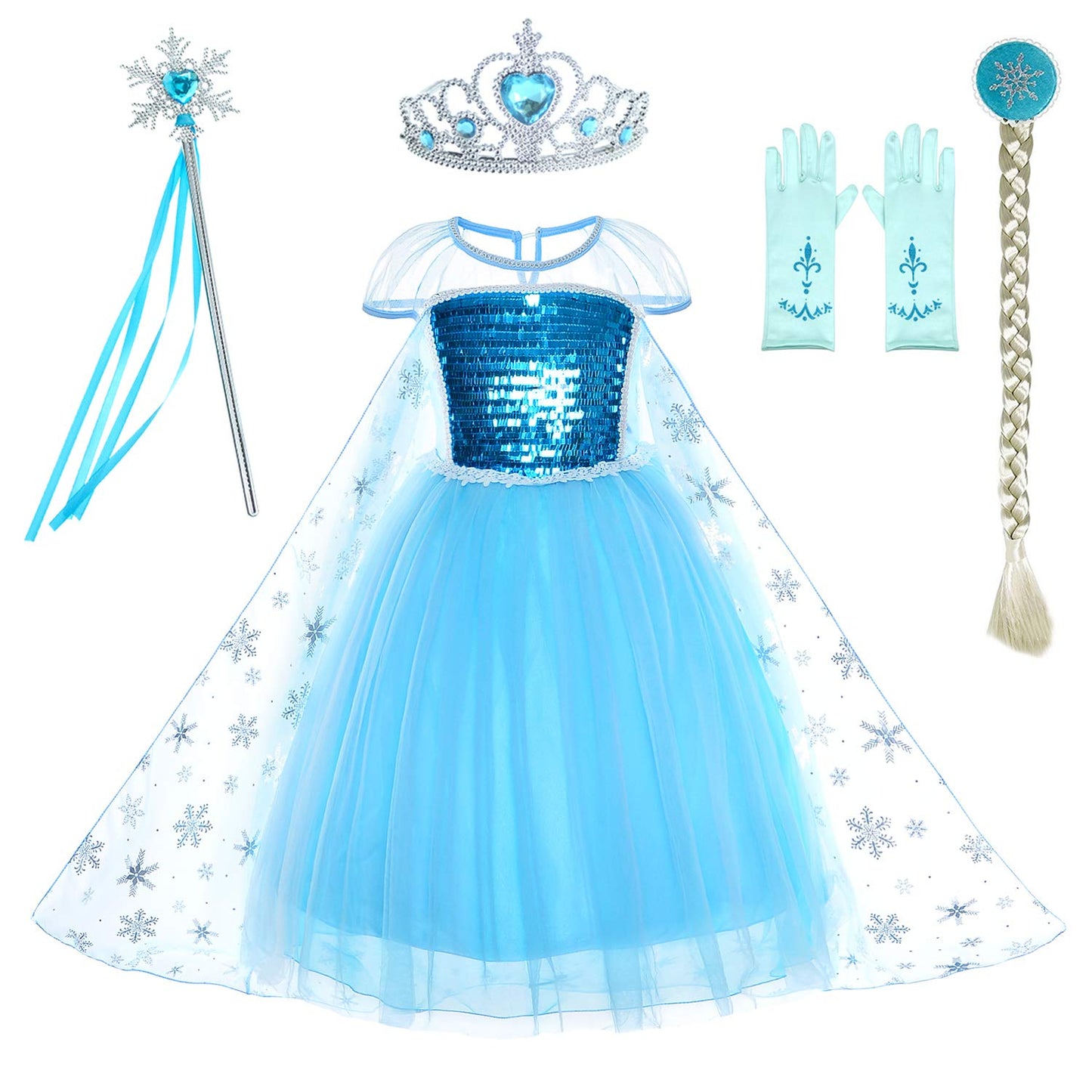 Party Chili Princess Costumes Birthday Dress Up For Little Girls with Crown,Mace,Gloves Accessories 2t 3t (100)