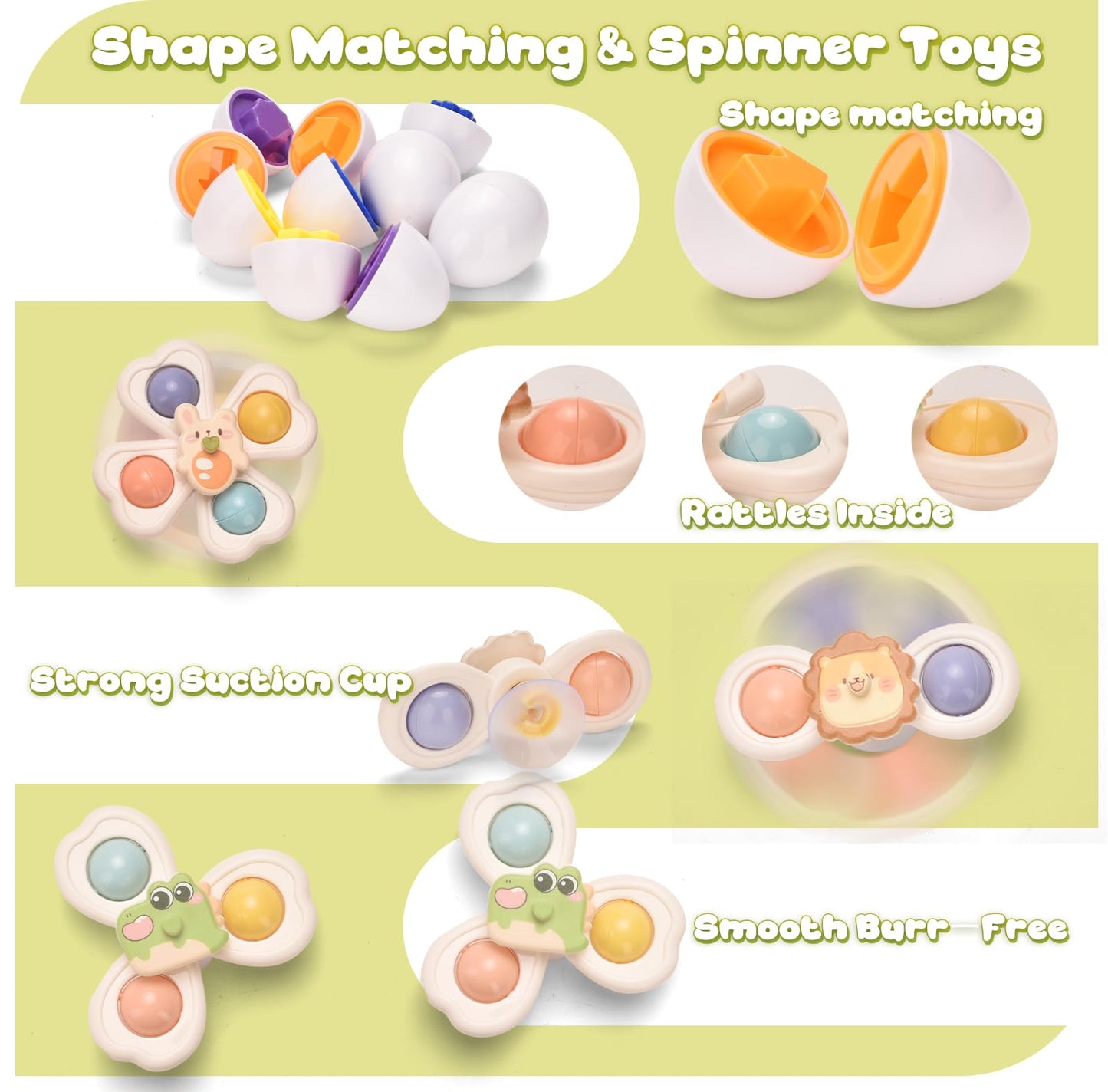 Majabike Baby Toys for 6 to 12 Months,7 in-1 Montessori Sensory Toys for Toddlers 1-3,Baby Blocks, Stacking Blocks Rings, Matching Eggs, Suction Cup Spinner,Stacking Cups, for Toddler Gift