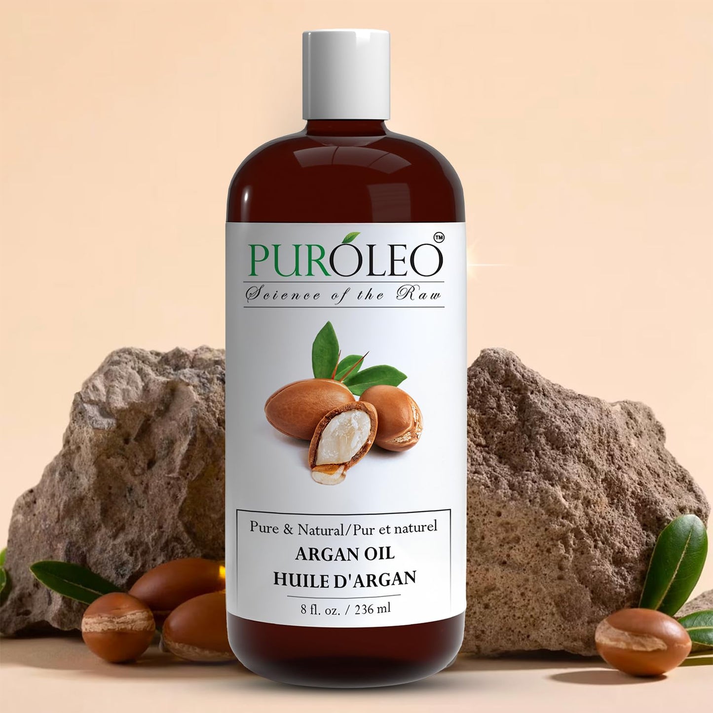 PUROLEO Argan Oil 8 Fl Oz/236 ML (Packed In Canada) 100% Pure argan oil for hair, Face & Skin Carrier Oil, Imported from Morocco, argon oil, maroko oil