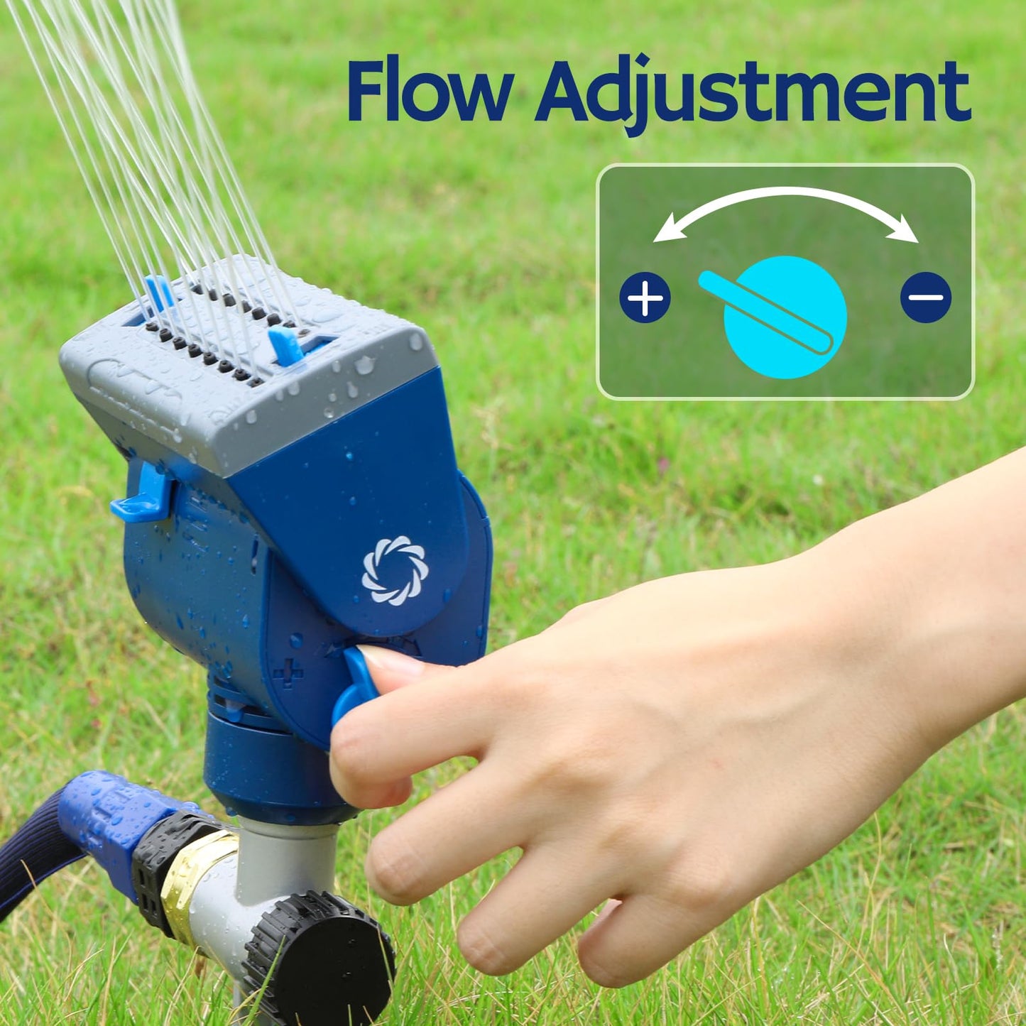 Airthereal Oscillating Sprinkler with Metal Step Spike and Quick Connect Adapter Set, Control Watering Range, Width, and Flow Rate, Covers up to 4,069 sq.ft., [2-Pack]