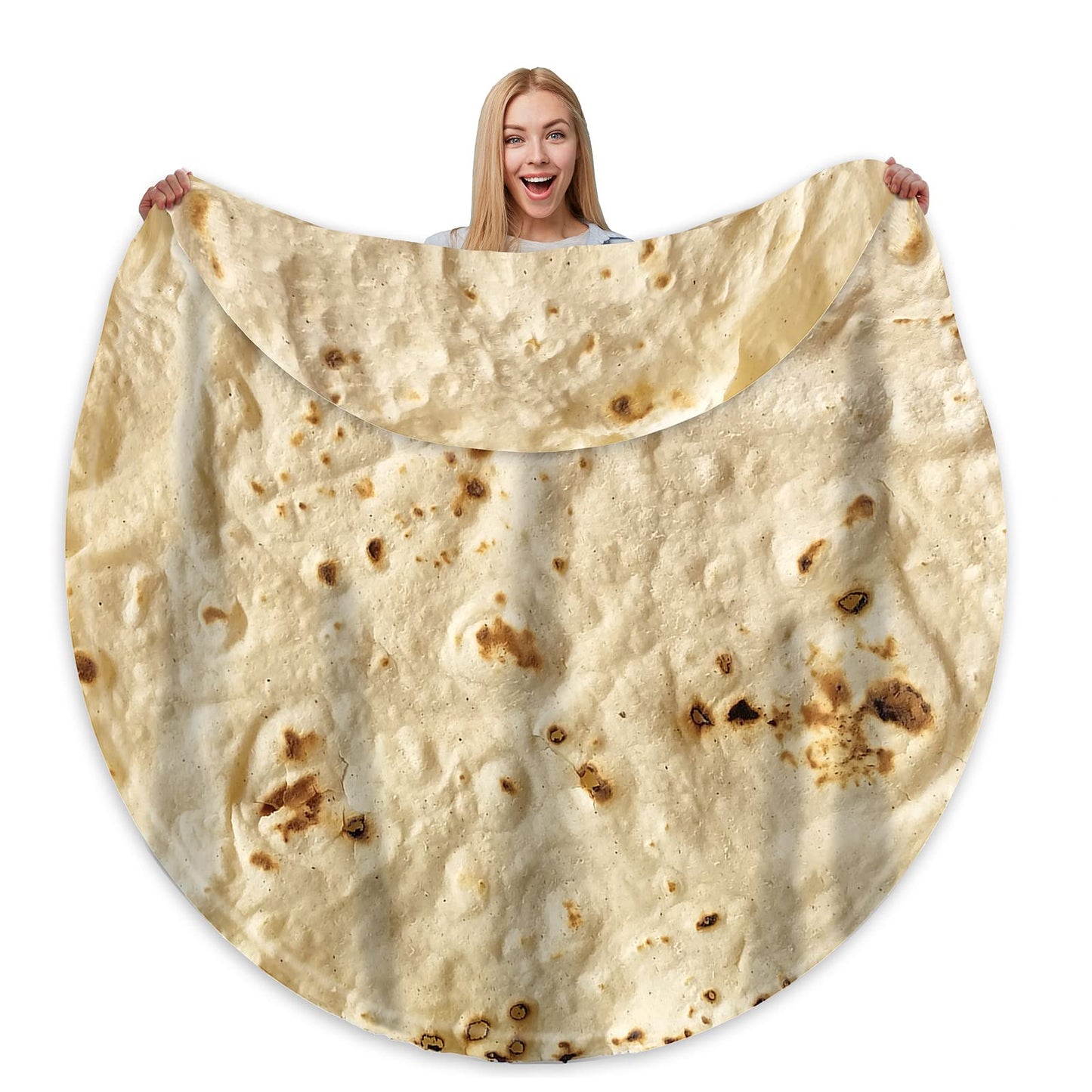 Bcareself Tortilla Blanket Adult Size Giant Double Sided for Kids Funny Realistic Food Personalized Throw Blanket Novelty Gift for Everyone 300 GSM Soft Flannel 71 inches Yellow