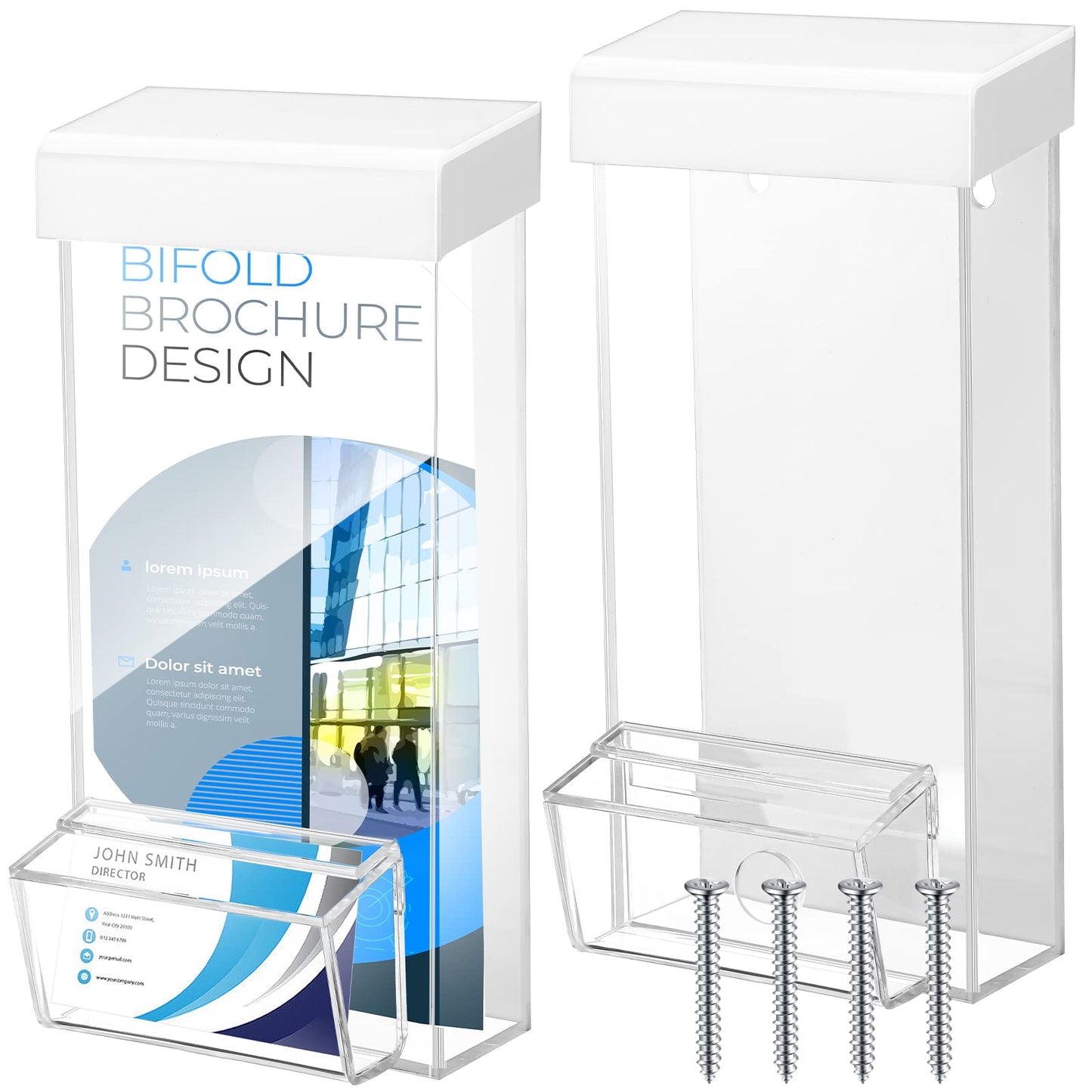 Remerry 2 Pack Outdoor Brochure Holder Wall Mount, Weatherproof Acrylic Flyer Holder with Lid, 4x9 Inch Clear Pamphlet Display Box for Real Estate Office Restaurant Menu Literature(White)