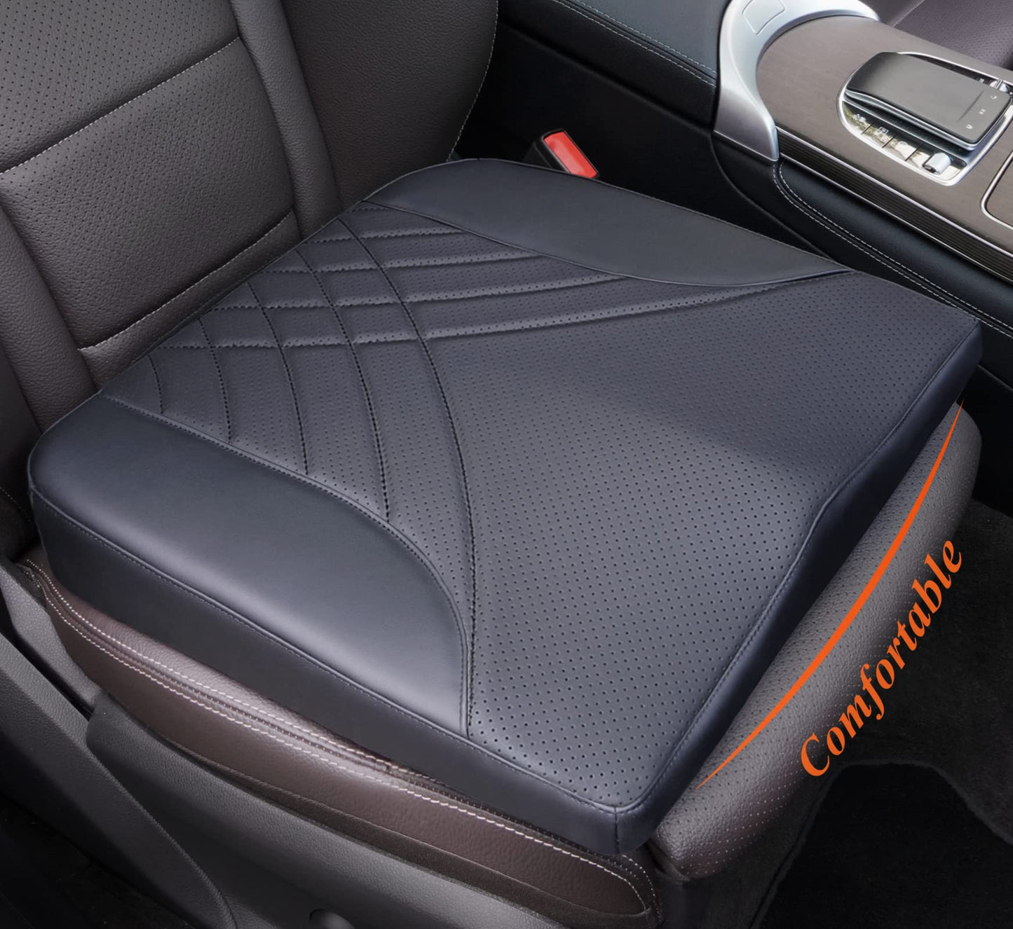 kingphenix Premium Car Seat Cushion, Memory Foam Driver Seat Cushion to Improve Driving View - Coccyx & Lower Back Pain Relief - Seat Cushion for Car, Truck, Office Chair - Black
