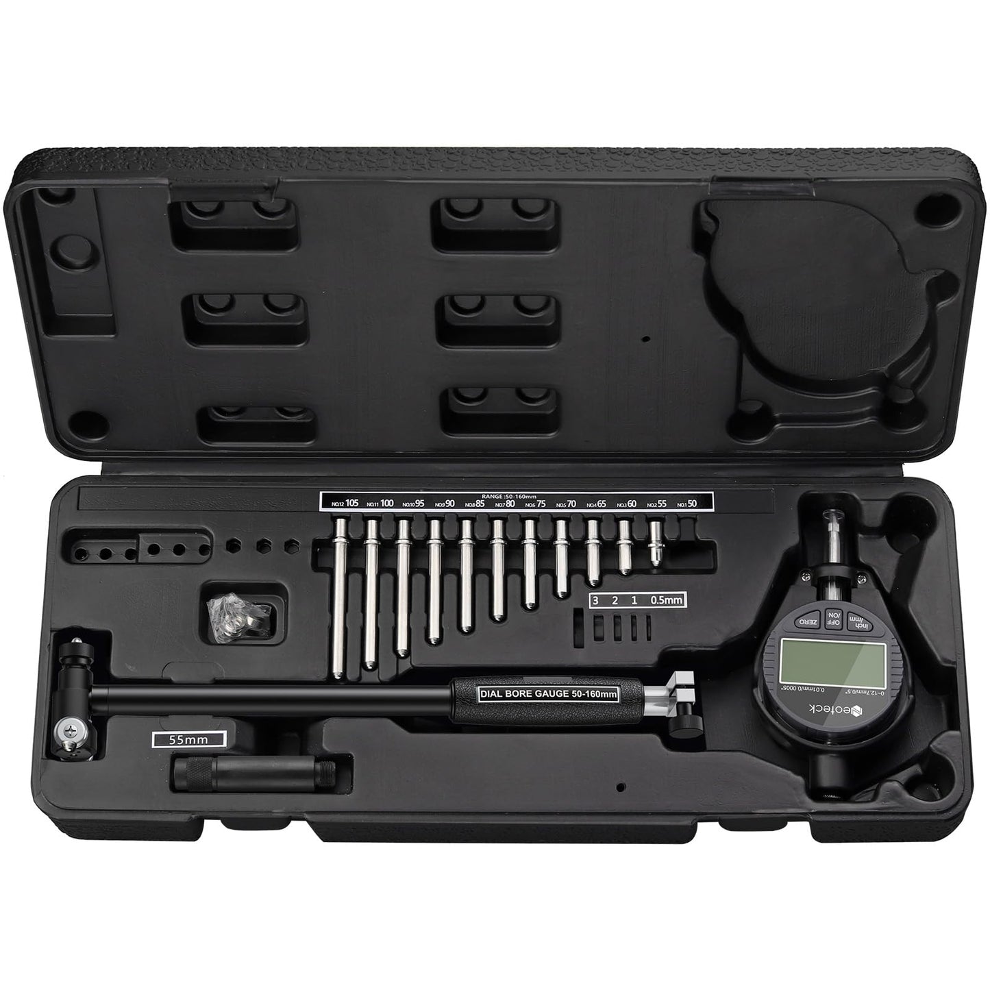Neoteck Bore Gauge Set Digital Indicator Dial Bore Gauge 2"-6"/0.0005" with Self-Centering Dial Carbide Anvils, Insulated Grips for Deep Engine Cylinder Measurement-Black