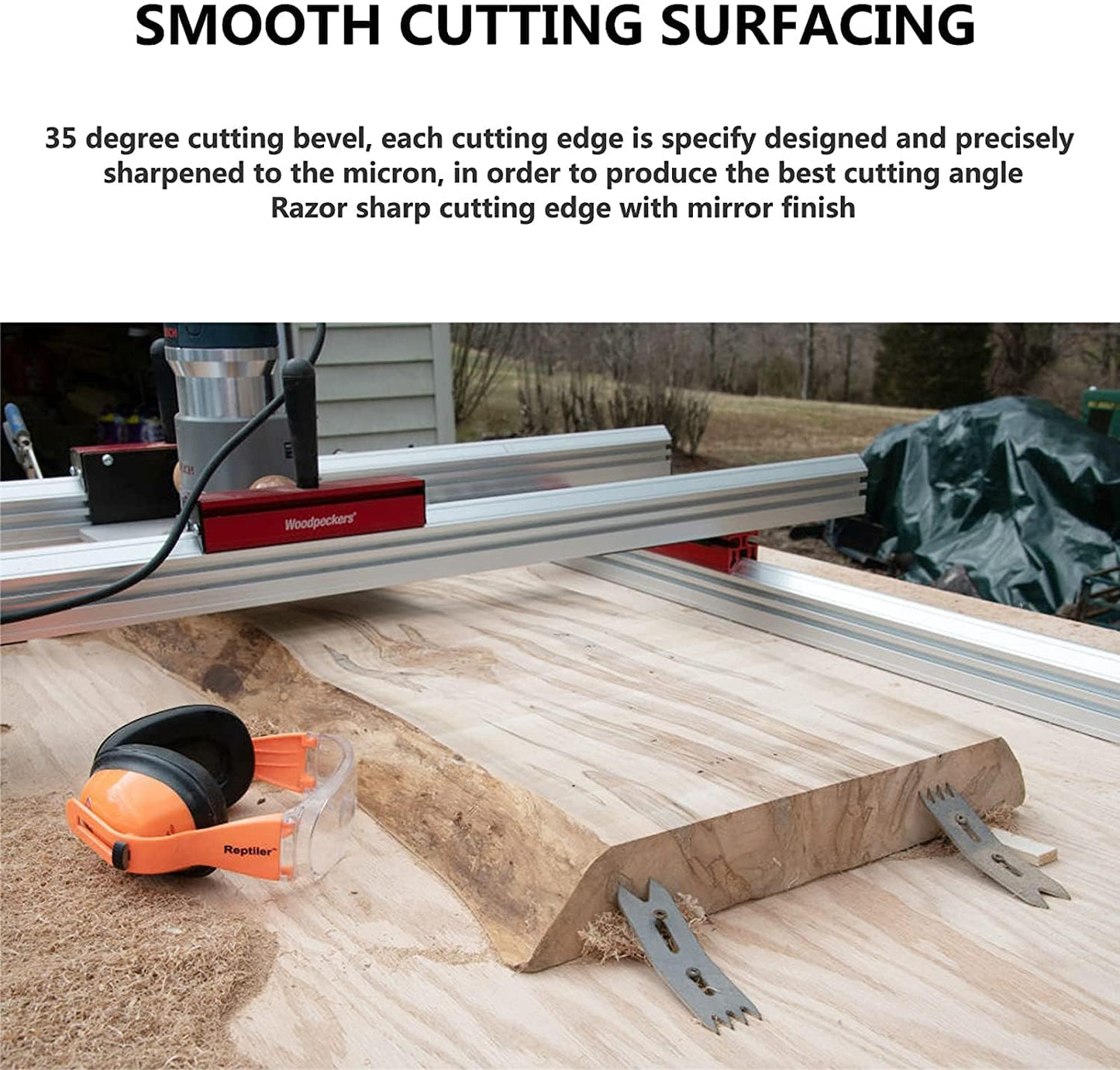 SpeTool 1/4 Inch Shank 1-1/4" Cutting Diameter Spoilboard Surfacing Router Bit 2+2 Inserts Cutter Planing Bit Flycutter with ATS Coated Insert