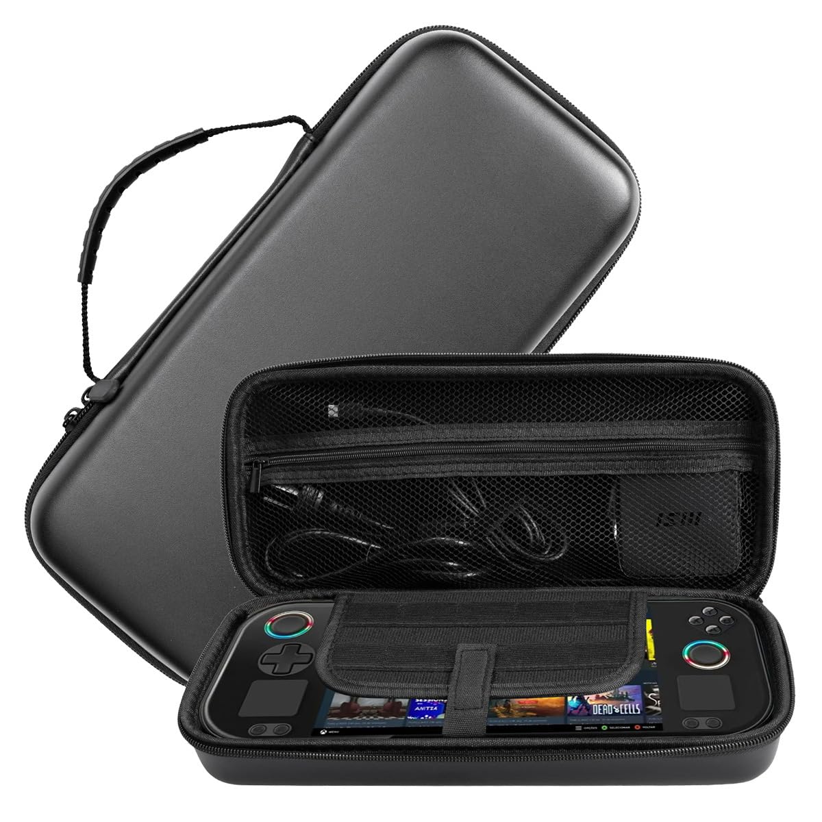 Miimall Carrying Case for ASUS Rog Ally/ASUS Rog Ally X,Shockproof Hard Shell Protective, Large Capacity Portable Hard Shell Travel Bag with Built-in 10 Storage Card Slots (Black)