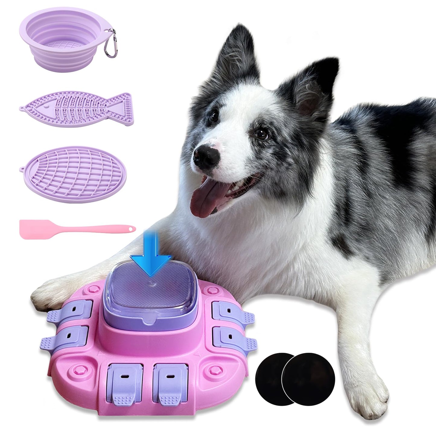 MaryPaw Dog Puzzle Slow Feeder with Treats Dispenser Bowl Design, 2 Levels Interactive IQ Training Toy for All Breeds, Mental Stimulating Entertainment Puzzle for Releasing Energy