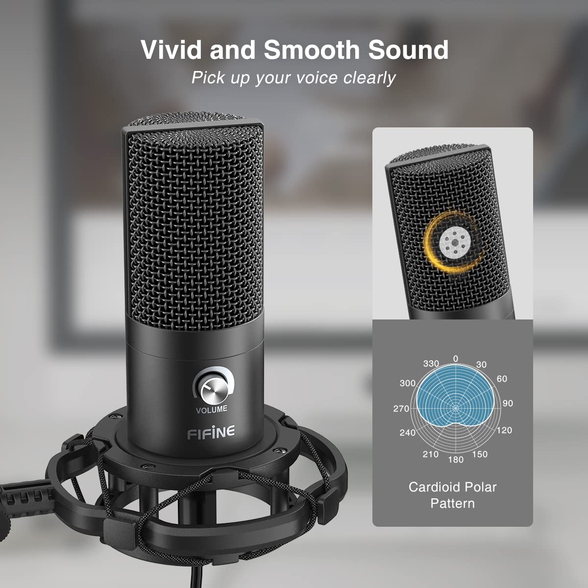 Fifine USB Podcast Microphone Kit for PC Computer, Studio Condenser Mic with Boom Arm, Gain Control, Shock Mount for Recording, Voiceover, Video on Tiktok YouTube Video-T669