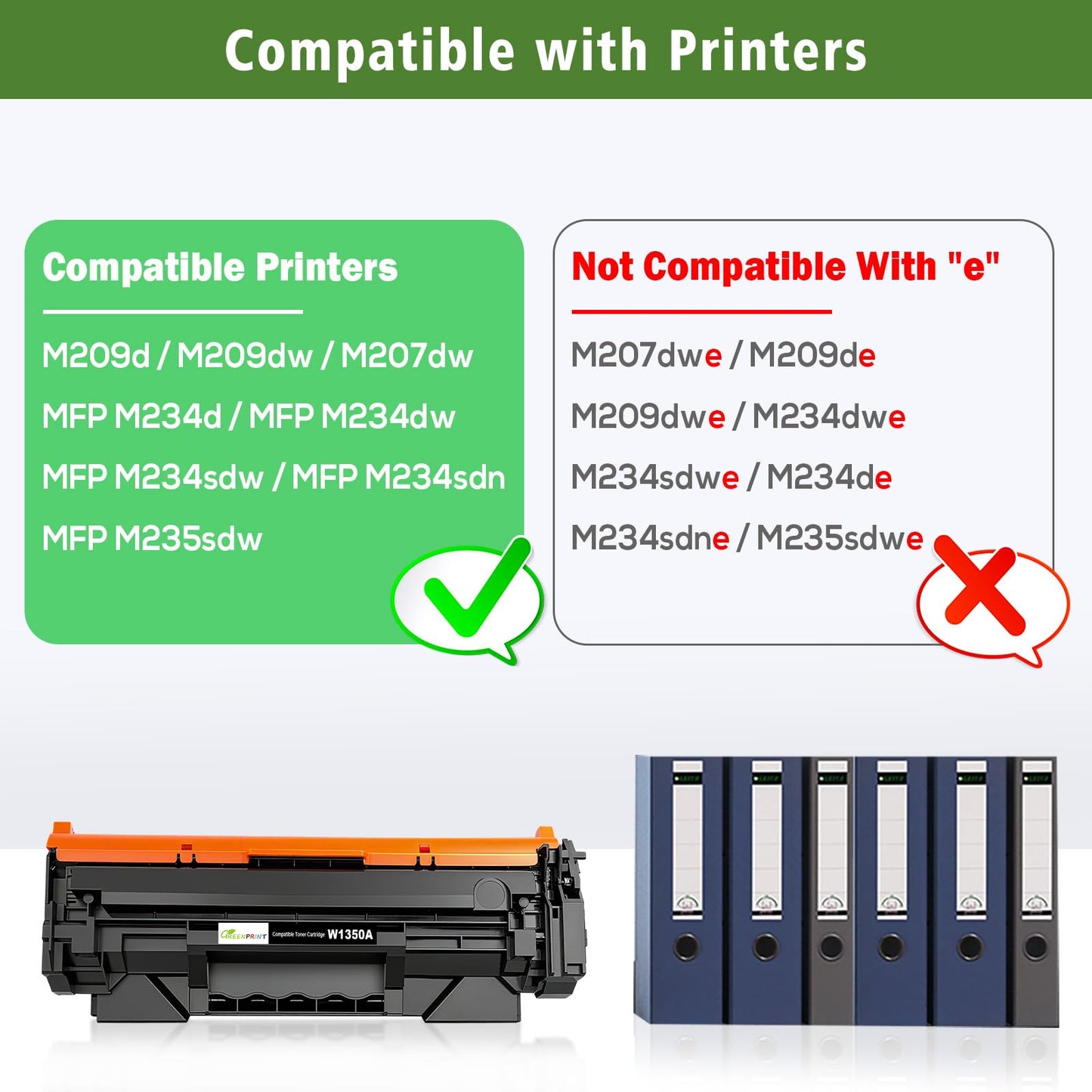 with CHIP Compatible Toner Cartridge 134A W1340A Black 1100 Pages for M207 M207dw M209 M209d M209dw M234 M234d M234dw M234sdw M234sdn M235sdw, Can't Work with H P + Model End with ''e''