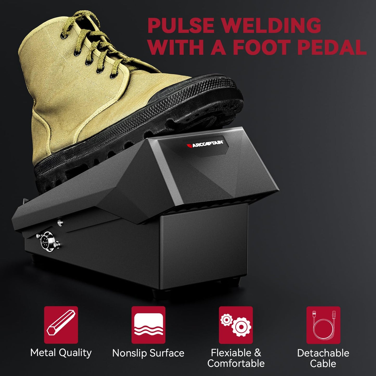 ARCCAPTAIN TIG 5-pin Welding Foot Pedal - Remote Amp Control TIG Foot Pedal, 10 Feet Cable for ARCCAPTAIN TIG200, TIG200P ACDC