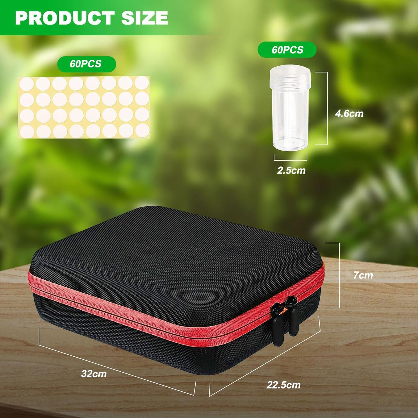 60 Slots Seed Storage Box,Garden Seed Storage Organizer Box with Plastic Storage Containers,Label Stickers,Seed Envelopes,Funnel for Various Sizes Vegetable and Flower Garden Seeds