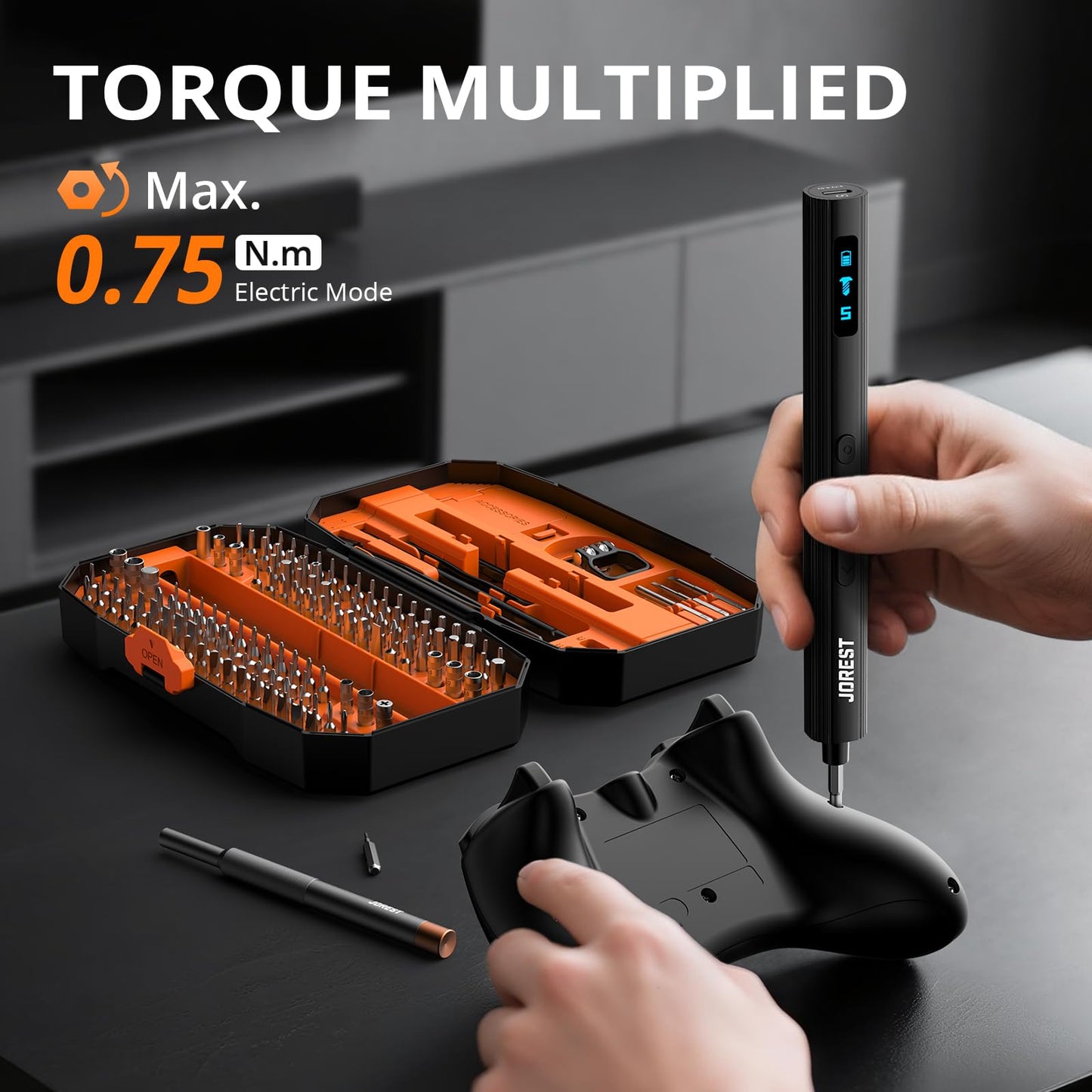 JOREST 155 in 1 Precision Electric Screwdriver Cordless, Mini Rechargeable Power Screwdriver Set with Anti Static Wrist Strap, Gifts for Men, Repair Tool Kit for iPhone, PC, Laptop, PS4/5, Xbox, Watch