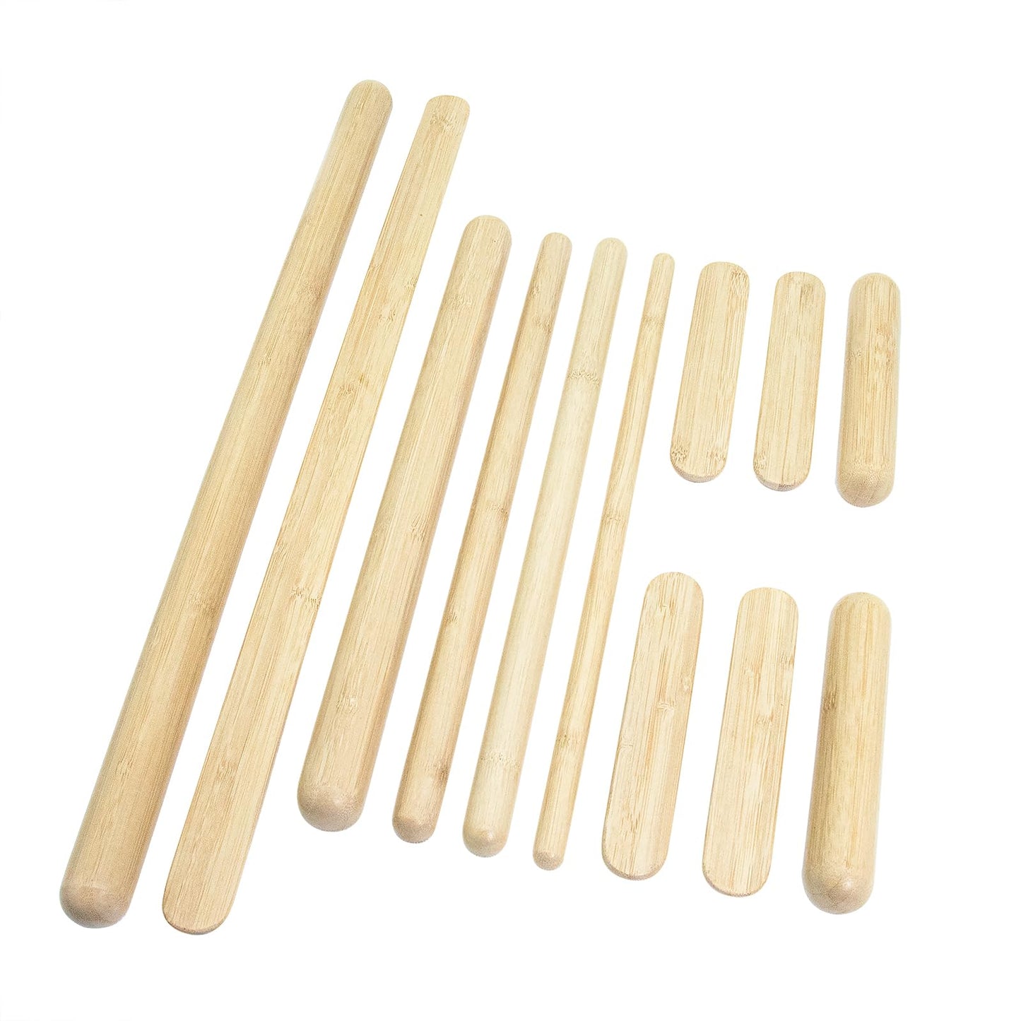 Goodtar 12 PCS Solid Bamboo Massage Stick Sets Warm Bamboo Therapy Massage Tools for Full Body Use at Home/Professional Massage Studio