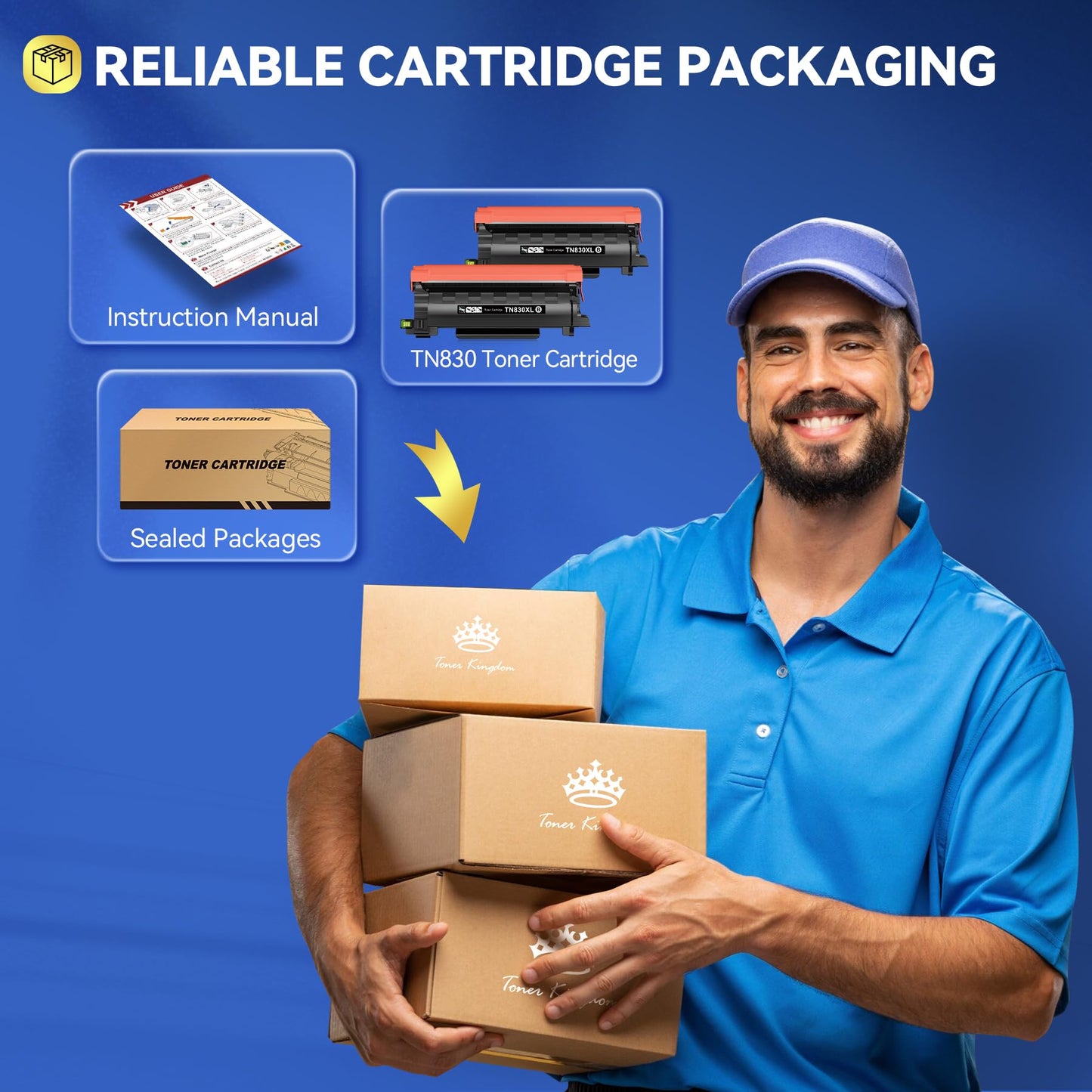 with Chip TN830XL Toner Cartridges Compatible Replacement for Brother TN830BK TN-830 XL Work with DCP-L2640DW HL-L2460DW MFC-L2820DW HL-L2400D HL-L2405W HL-L2865DW Printer Toner (2 Black)