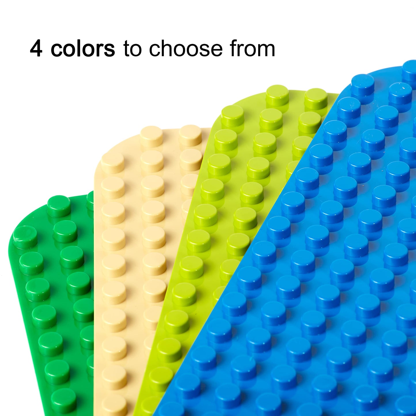 Large Building Block Base Plates Compatible with All Major Brands (4 Pack (Green, Blue, Light Green, Sand))
