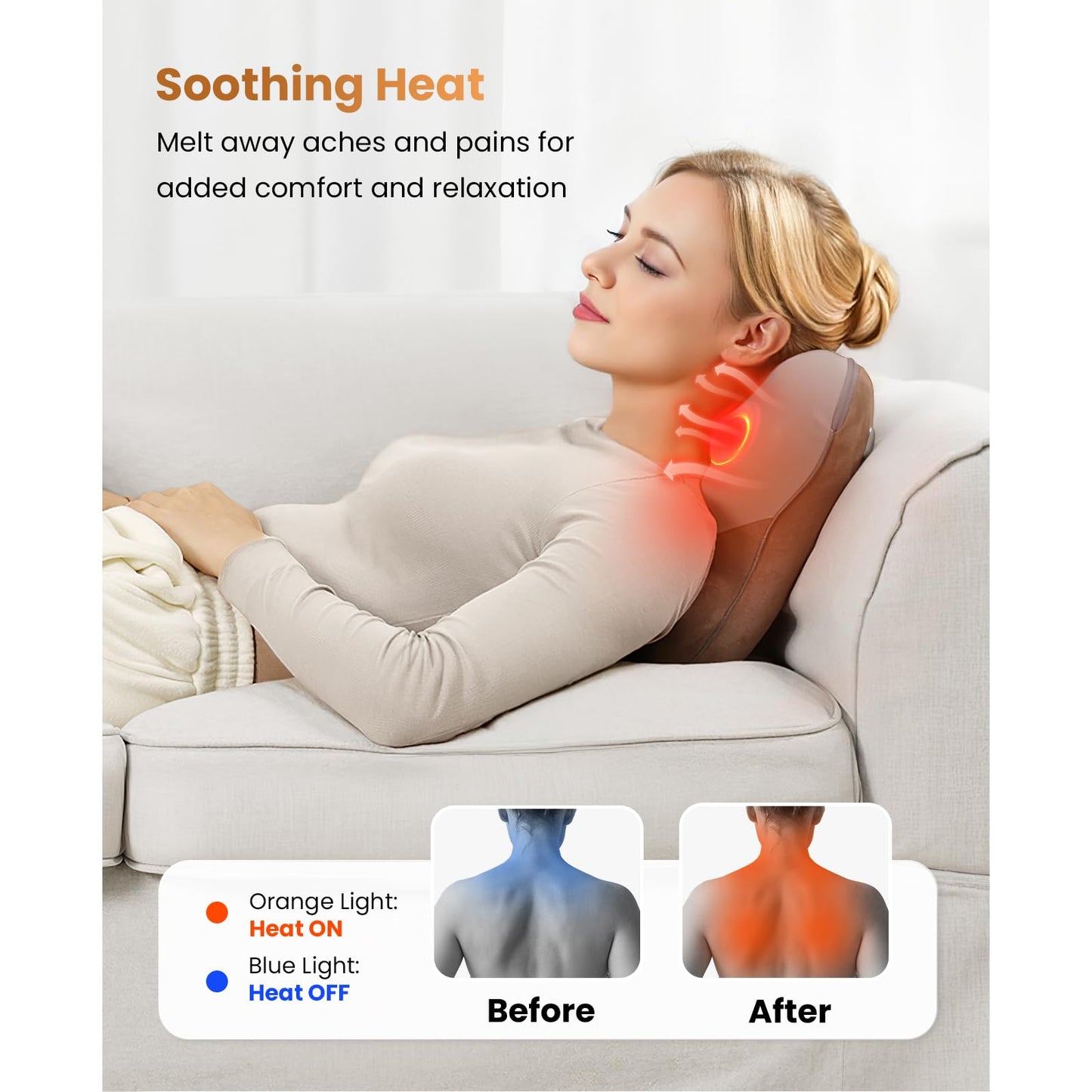 BOB AND BRAD Back Massager with Heat, Neck Massager orange