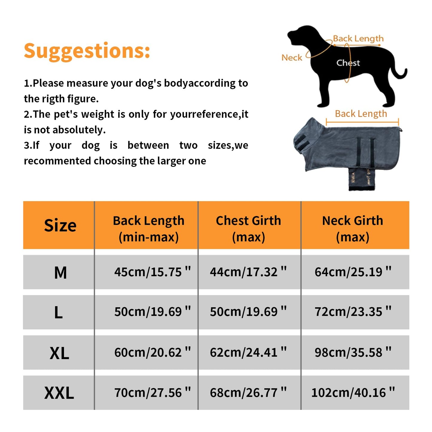 AIWEK Dog Towel Wrap Super Absorbent Dog Drying Coat Bath Robe for Puppy, Medium & Large Dogs, Fast Drying, Adjustable, for Pet Dogs & Cats Grey
