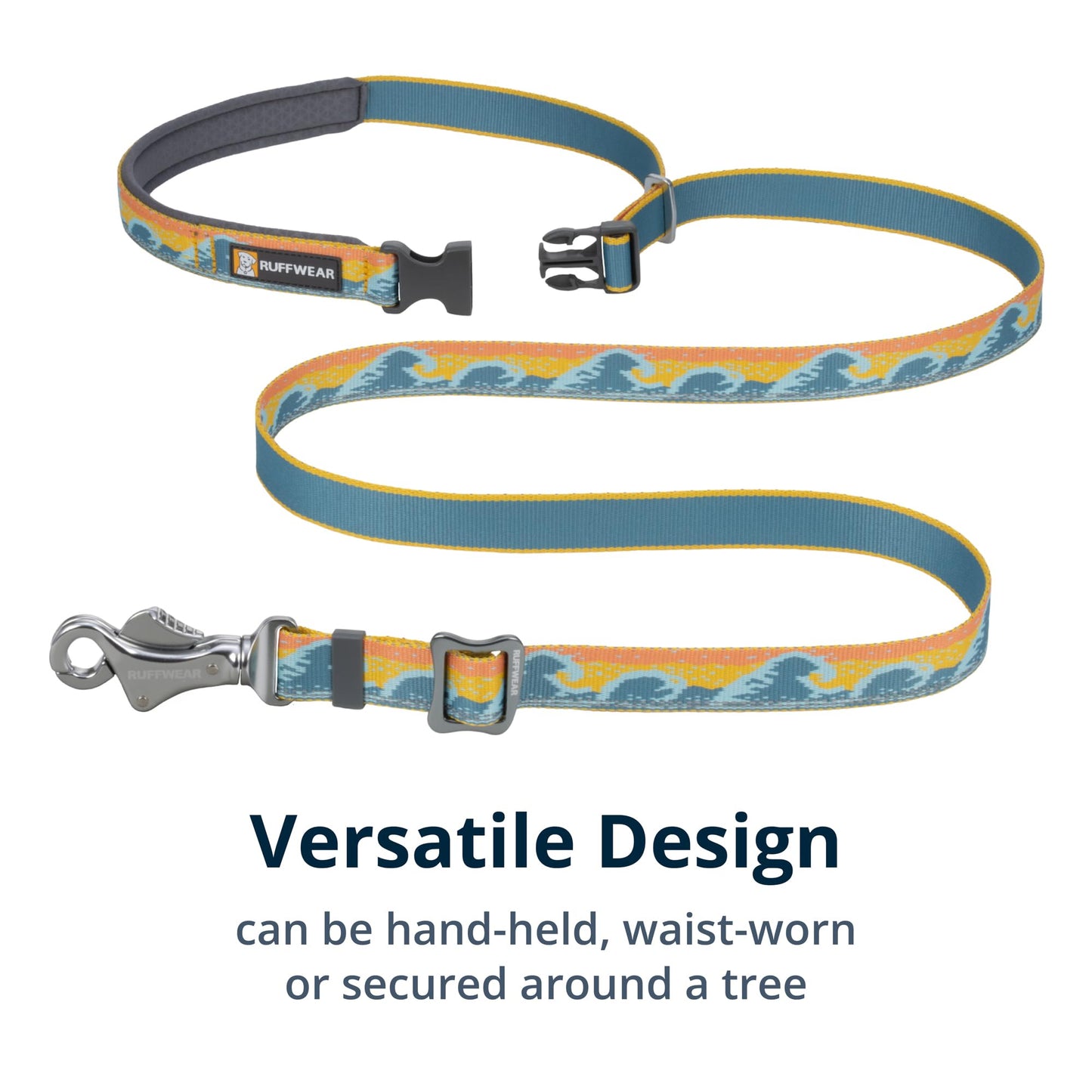 Ruffwear, Crag Ex Leash, Extendable Dog Leash, Hand-Held or Waist-Worn Reflective Lead, Rising Wave