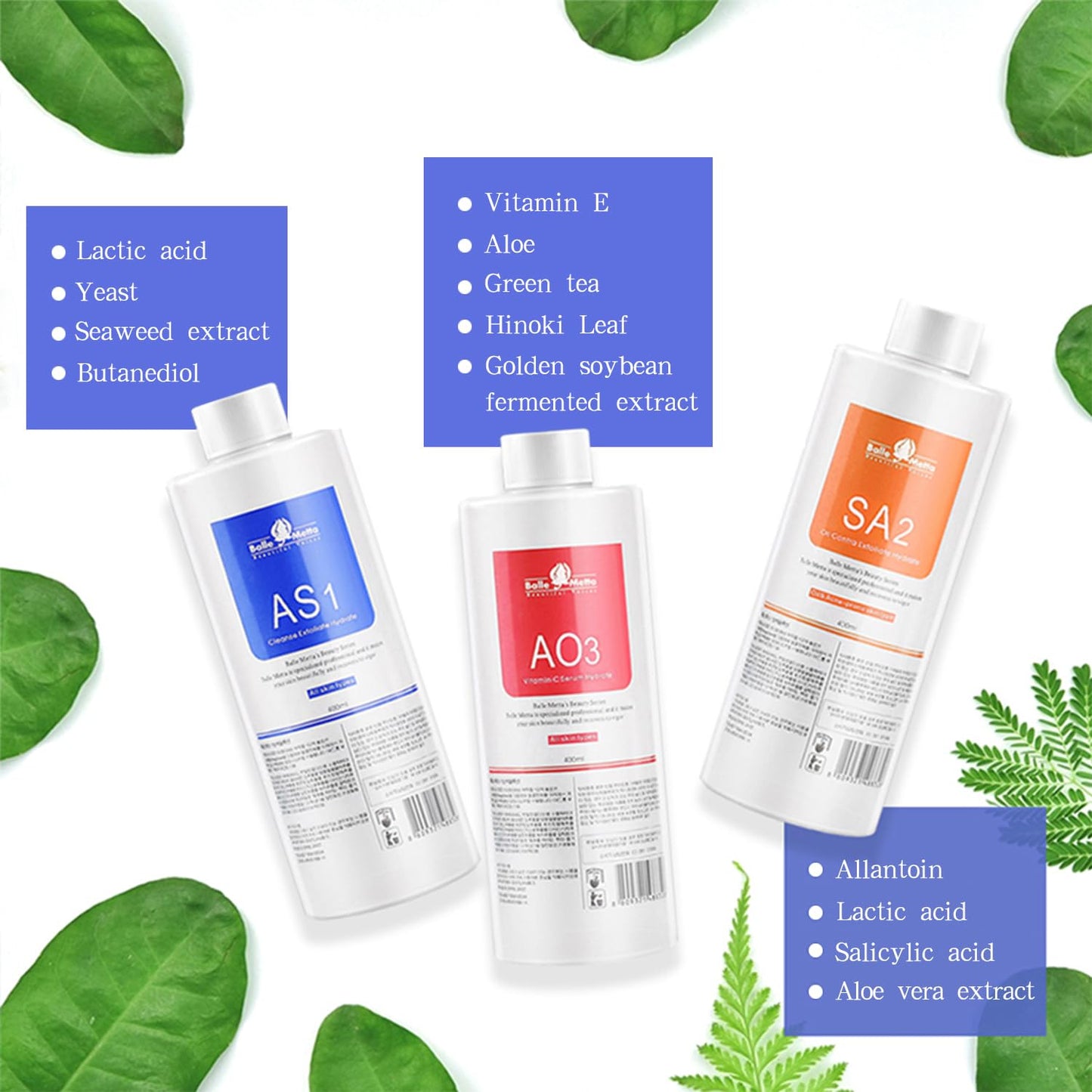 Aqua Peeling Solution for SPA Salon, 3 Bottle 400ml Skin Care Aqua Peel Serum, Small Bubble Solution, Hydro Facial Machine Solution for Cleaning Face