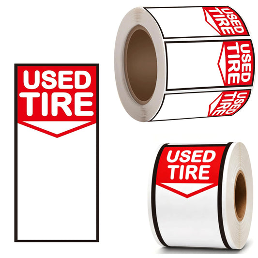 250 Pcs 2.75×6 Inch Used Tire Label Price Stickers Shop Inventory Tags for Wheels - Red and White Adhesive Tire Sticks with Writable Blank Space for Shops Resale Supplies