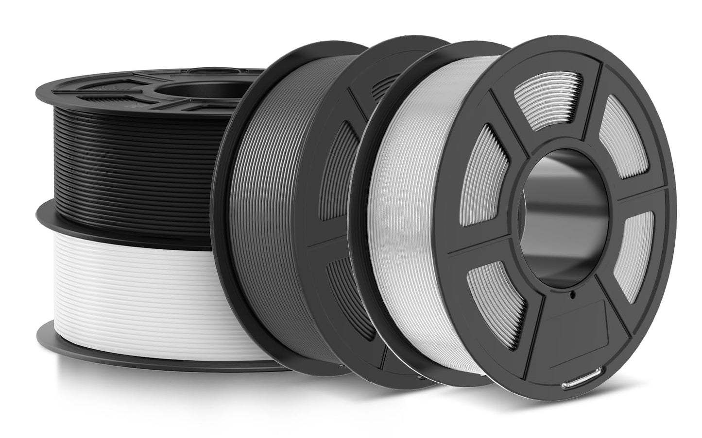 JAYO PETG Filament 1.75mm Bundle 4.4KG, Strong Toughness PETG 3D Printer Filament, Dimensional Accuracy +/- 0.02 mm, Fits for Most FDM 3D Printers, Black+White+Grey+Transparent.