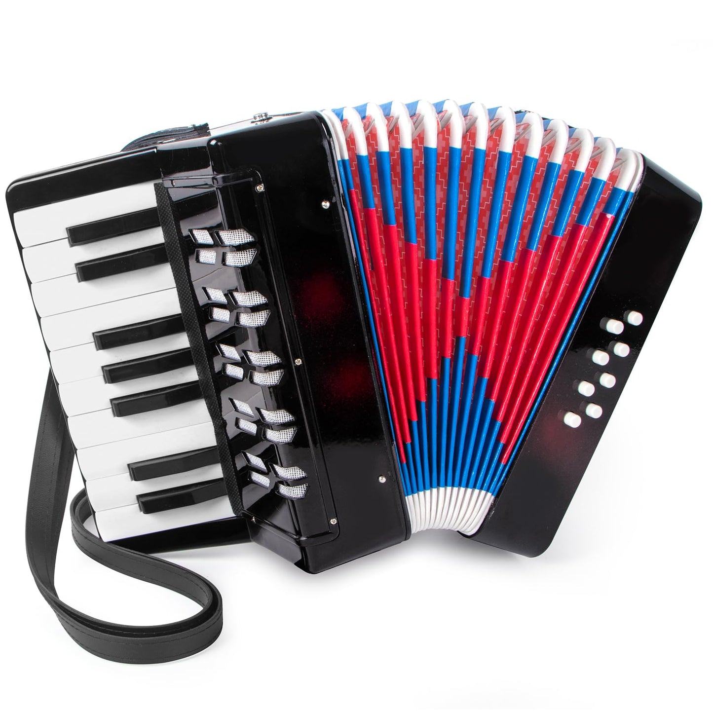 Accordion, 17 Keys Piano Accordion 8 Bass with Straps for Beginners Adults Student Educational Musical Instrument (Black)