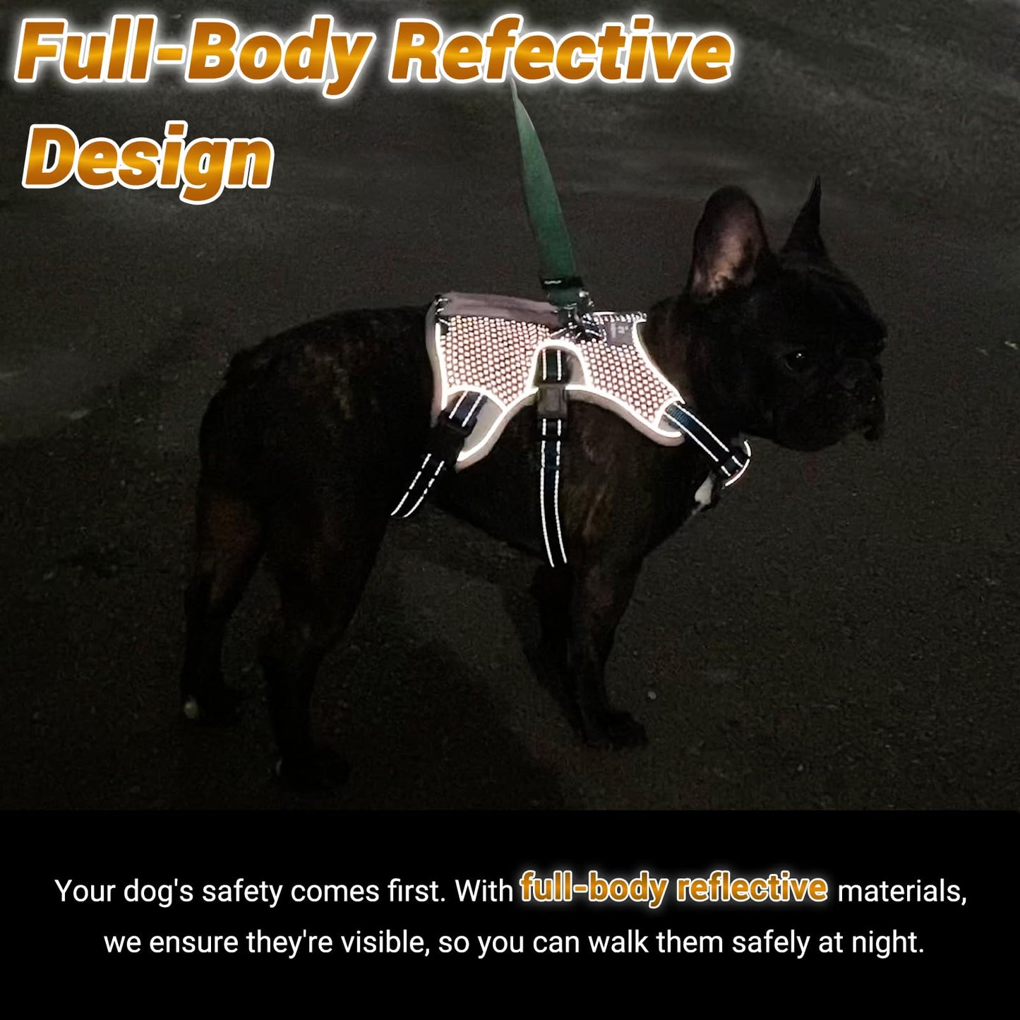 BELPRO Escape Proof Dog Harness, Multi-Use Support Dog Vest, No Pull Reflective Adjustable Pet Vest with Padded Handle, Dog Walking Harness for Big/Active Dogs (Orange,M)
