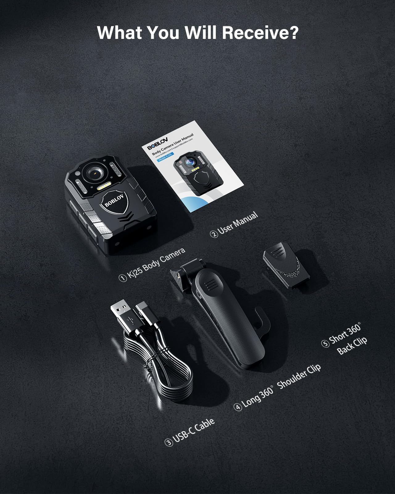 BOBLOV KJ25 1080P/48M 256GB Body Camera, with Night Vision,3000mAh 13 Hours for Video Recording, Police Camera Provides Night Vision, Hiking, Walk, Law Enforcement, and Outdoor Activities(256GB)