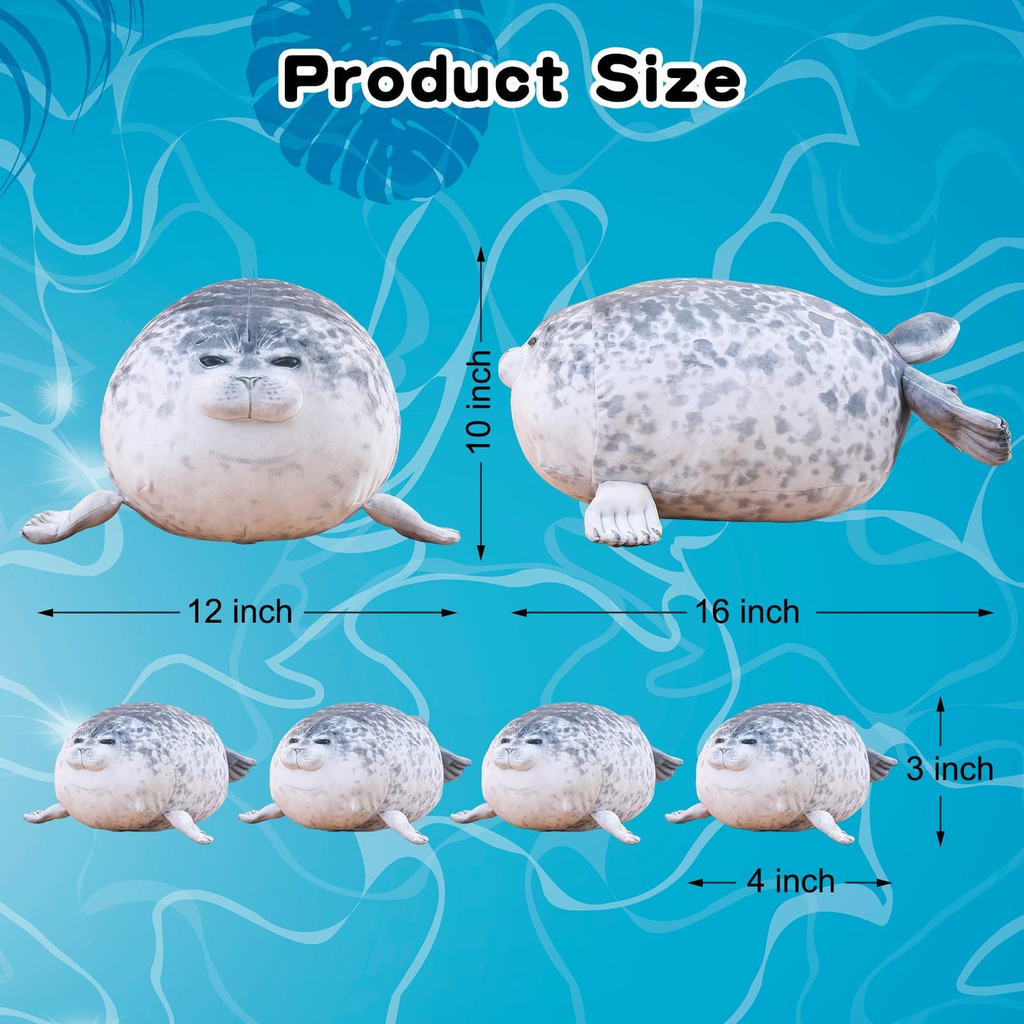 SQEQE Chubby Seal Pillow Plush with 4 Baby Seal Plushies in Her Tummy, Stuffed Cotton Plush Animal Toy Gift for Kids