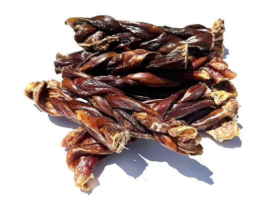 Braided Beef Esophagus Dog Chew Treats - 6 Inch, 10 Pack (Approx. 448 Grams) - Single Ingredient, 100% Natural, Rich in Glucosamine and Chondroitin