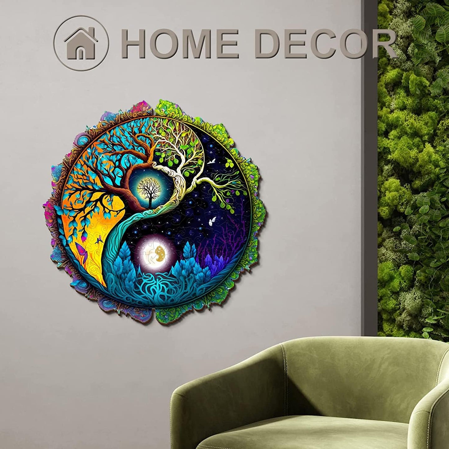 KAAYEE Wooden Puzzle for Adult, Wooden Jigsaw Puzzles,Unique Shape Advanced Yinyang Tree Puzzle Gift for Christmas Adult Family Game (11.8 * 11.8 in 200 Pcs)