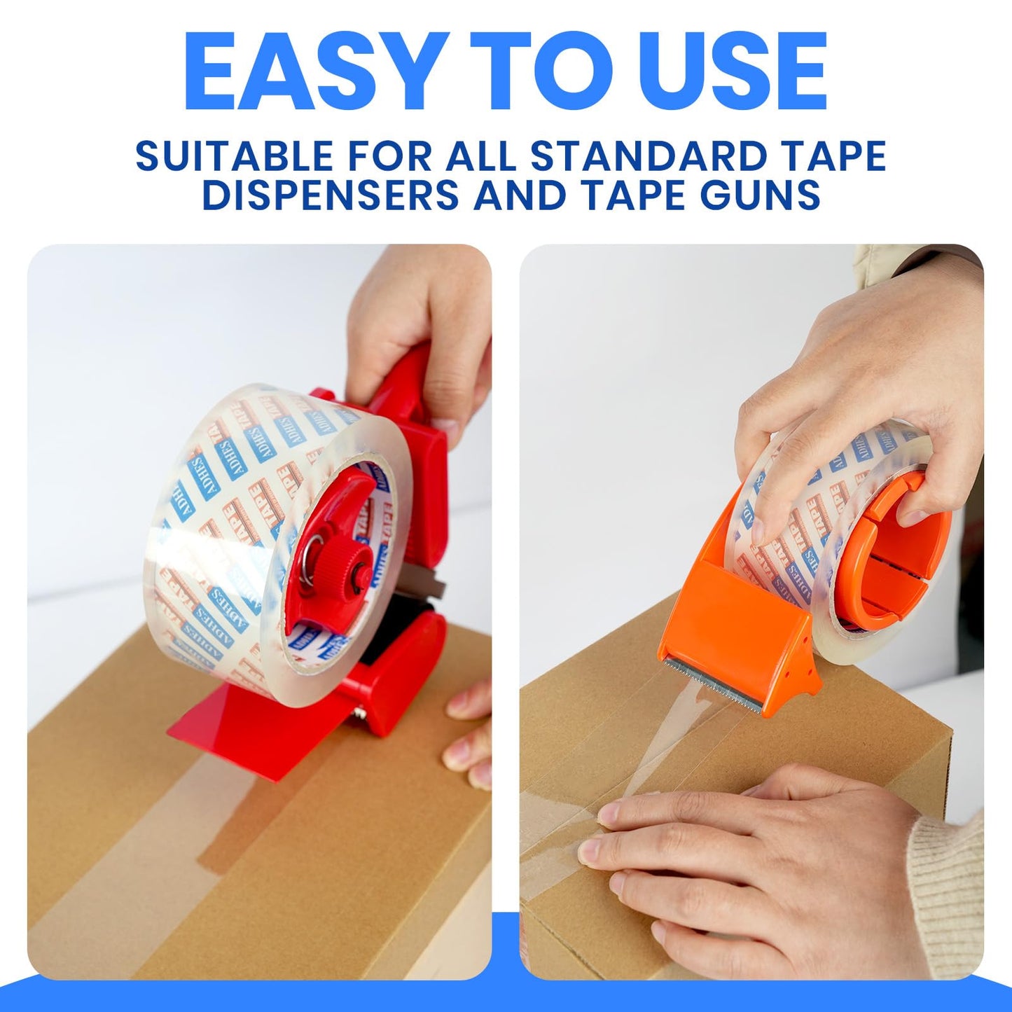 ADHES Heavy Duty Packing Tape Clear Packaging Tape for Moving Shipping Boxes, Box Tape Rolls Refills, Total Length of 600M with 4.8cm Width,2.6Mil Thickness