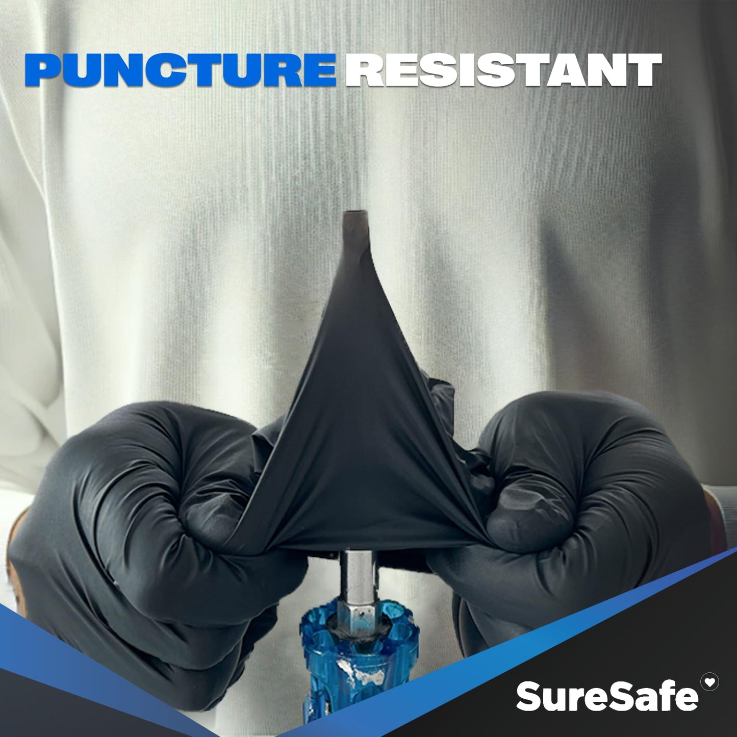[200 Pack] SURESAFE 6 Mil Black Nitrile Gloves Large, Heavy Duty Mechanics Gloves Men, Powder & Latex Free, Texture Fingertips, For Work, Mechanics, Food Prep, Cooking, Tattoo, Butcher