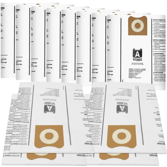 12 Pack VF3502 Vacuum Bags Compatible with Rigid Shop Vac Bags 12-16 Gallon Wet Dry Vacuums, Replacement Dust Filter Bags for HD1200, HD1400, HD1600, WD12701, WD1450, WD1680, Type A, Part# 23743
