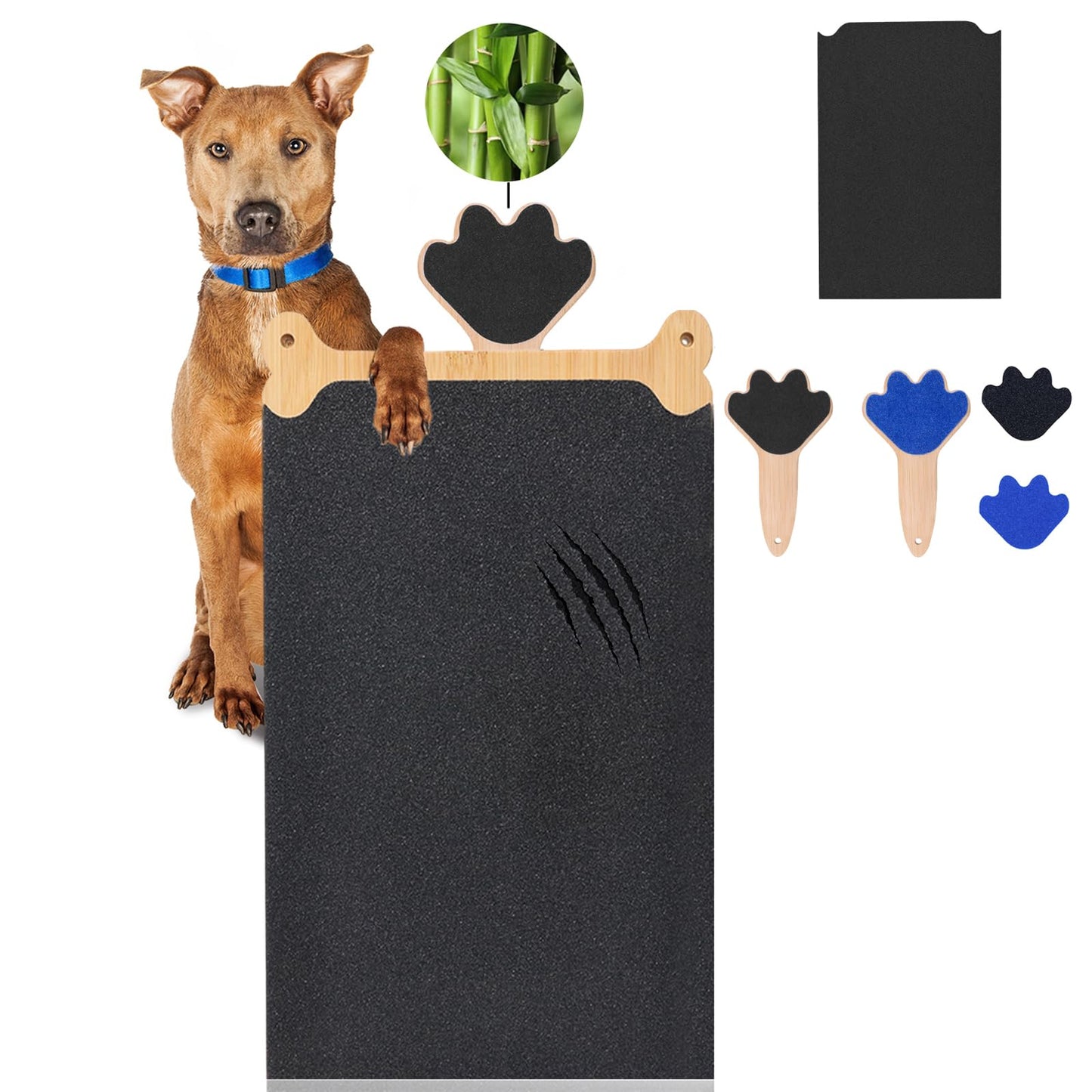FL Falatier Dog Scratch Board Large Dog Scratching Pad Multi-Functional Trimming Tool Alternative to Dog Nail Clippers and Dog Nail Grinders Easy Nail Care Double Sided Bamboo
