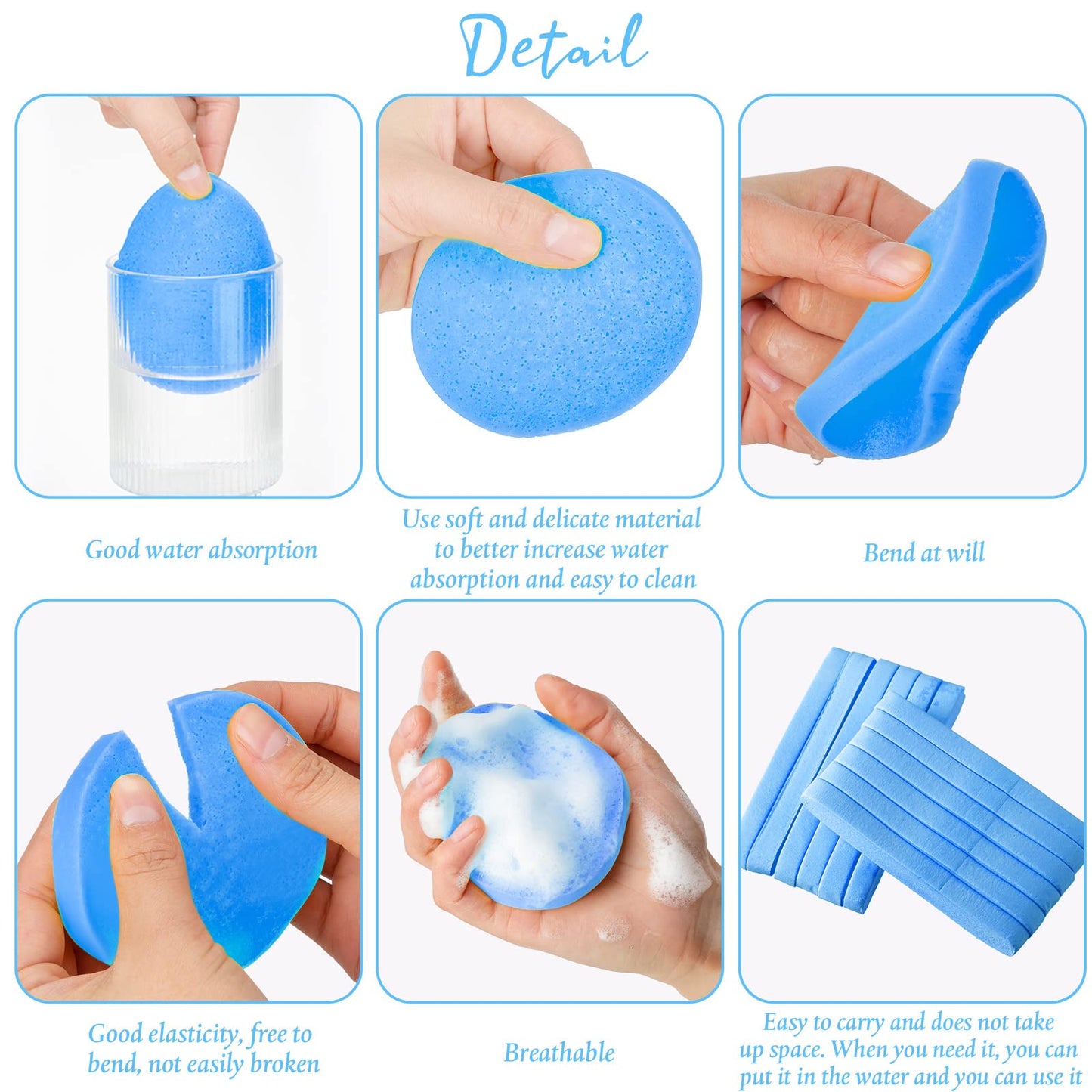 Foaincore 600 Pieces Compressed Facial Sponge Round Facial Sponge for Estheticians Face Sponges for Cleansing Face Wash Pads Disposable Sponges for Women Spa Exfoliating Cleansing(Blue)