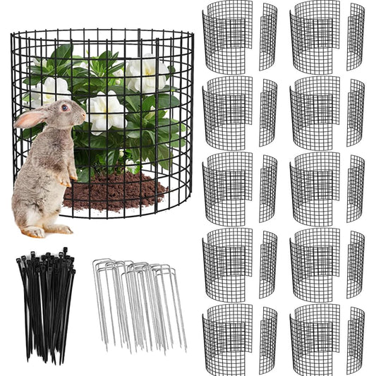 10 Pack Round Plant Protector from Animals,12'' x 14'' Metal Plant Cages，Metal Mesh to Keep Animals Out, Wire Plant Protectors for Rabbits Chicken Duck