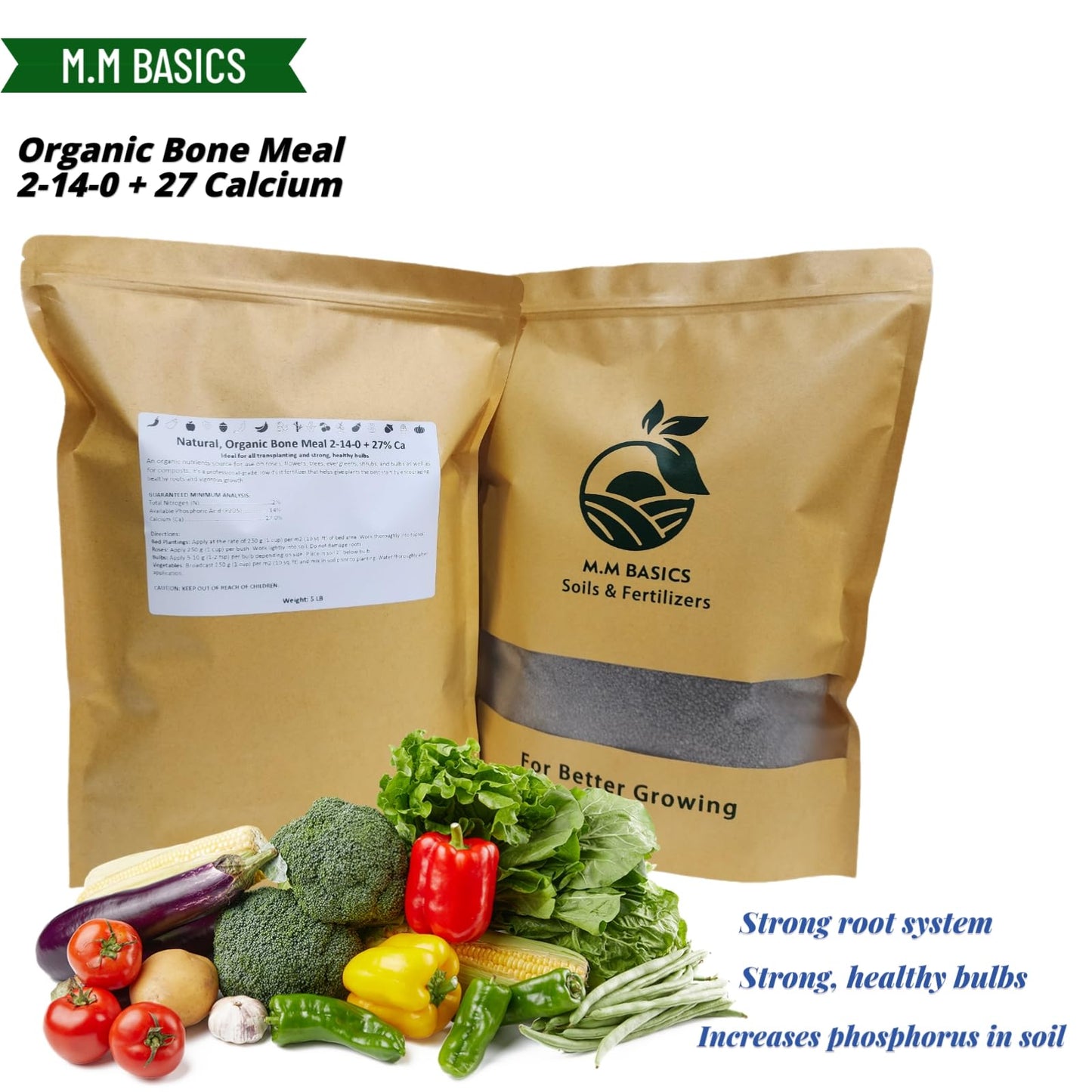5 LB - Organic Bone Meal 2-14-0 + 27% Ca, Ideal for All Transplanting and Strong, Healthy Bulbs (Bone Meal 5 LB)