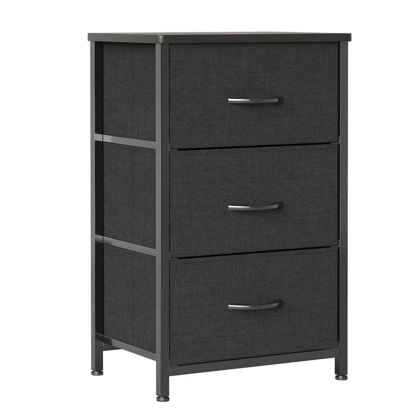 Vermess Nightstand, Small Dresser, Bedside Furniture, Night Stand End Table with 3 Storage Drawers for Bedroom, Black
