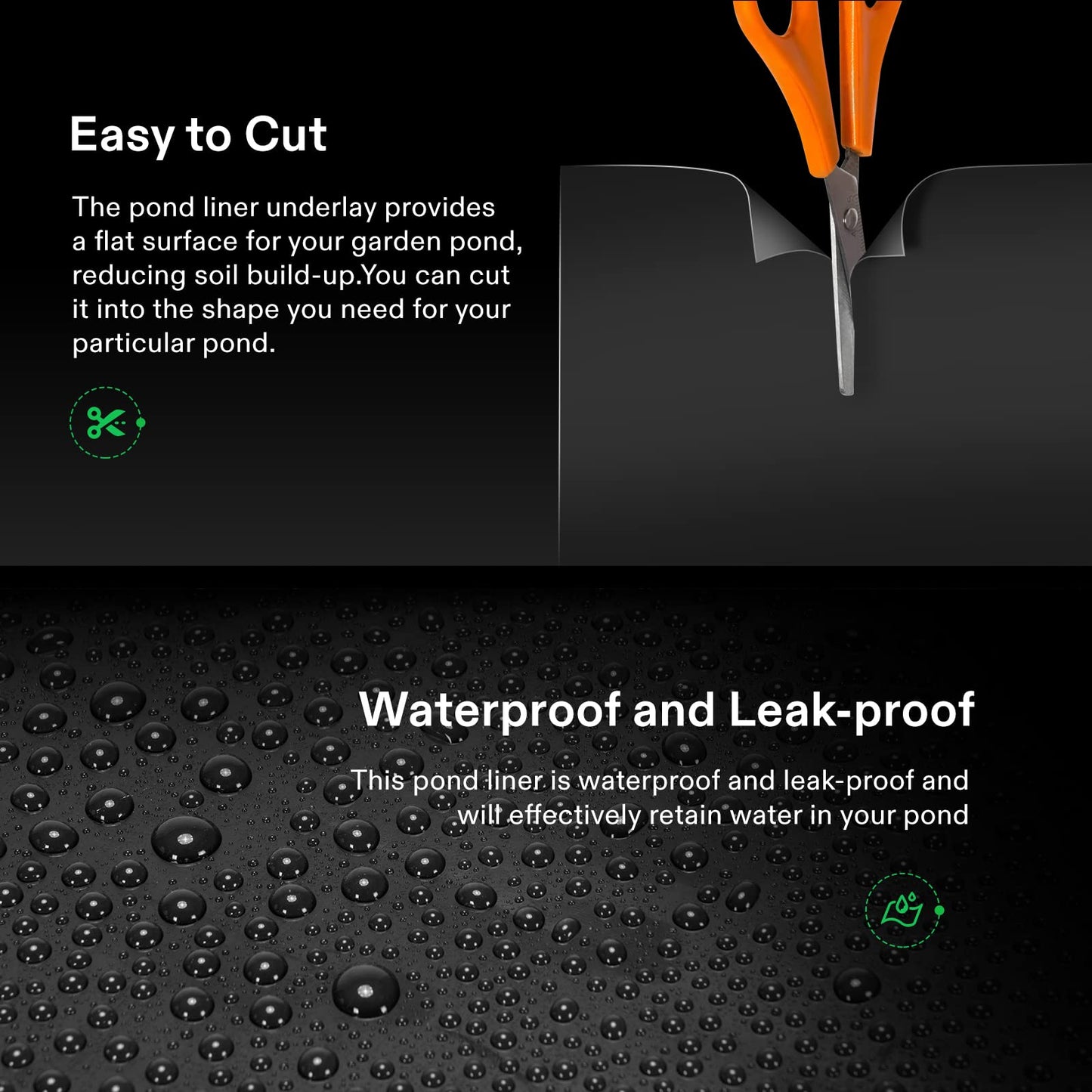 VIVOSUN 13.5 x 20 Feet Pond Liner, 14.5 Mil Durable LLDPE Pond Liners for Koi Ponds, Aquaculture and Water Gardens, Black