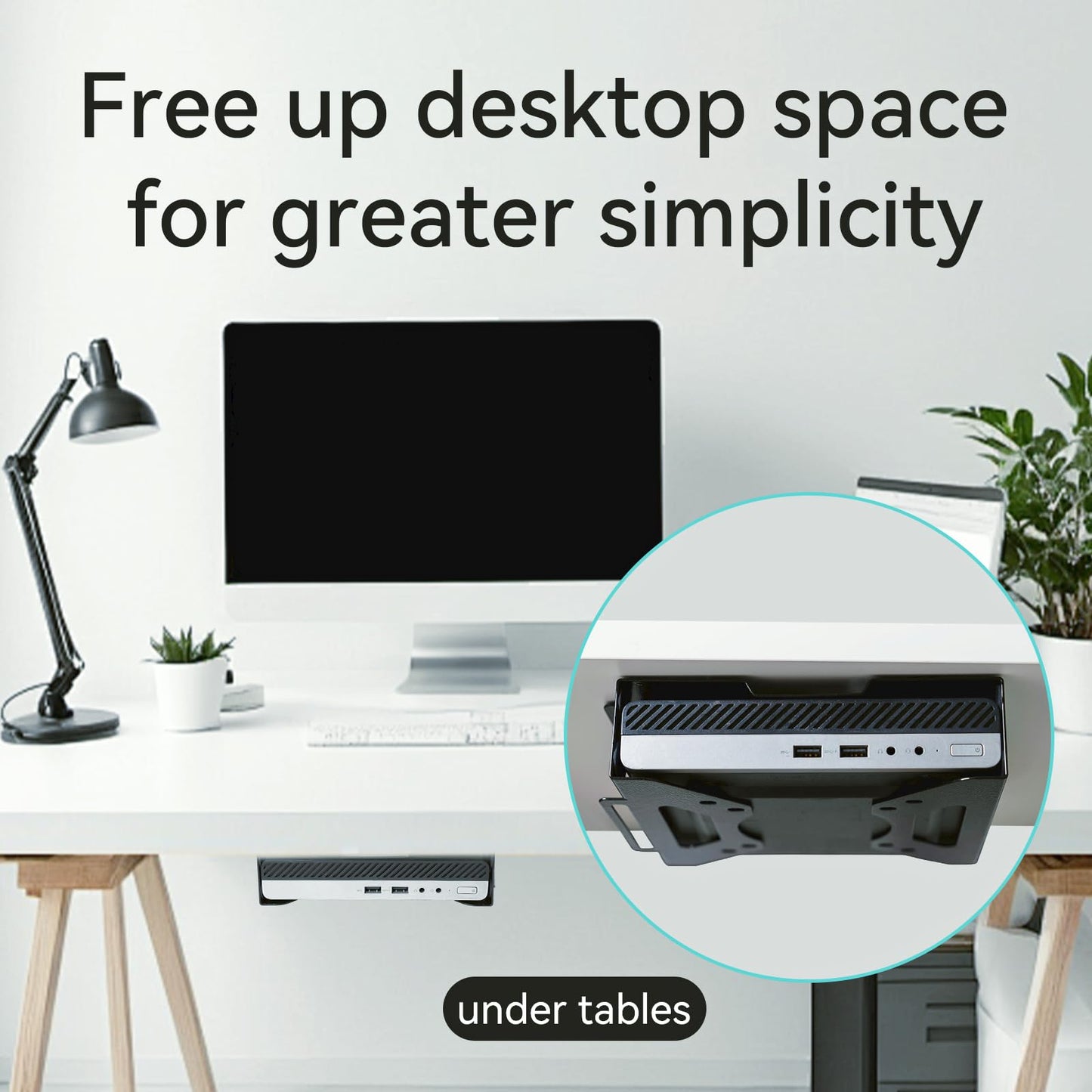 Fbyuitap Mini PC Mount Compatible with HP 260 Desktop,ProDesk 400 405 600,EliteDesk 705 800 805 Mini PCs VESA Mount Adapter Wall and Under Desk
