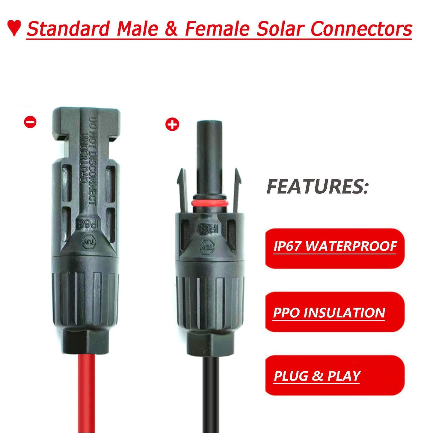Magiktech 12AWG 25FT Solar to XT60 Cable,Solar Charge Cable with XT60 Female Adapter for Power Stations Solar Generators