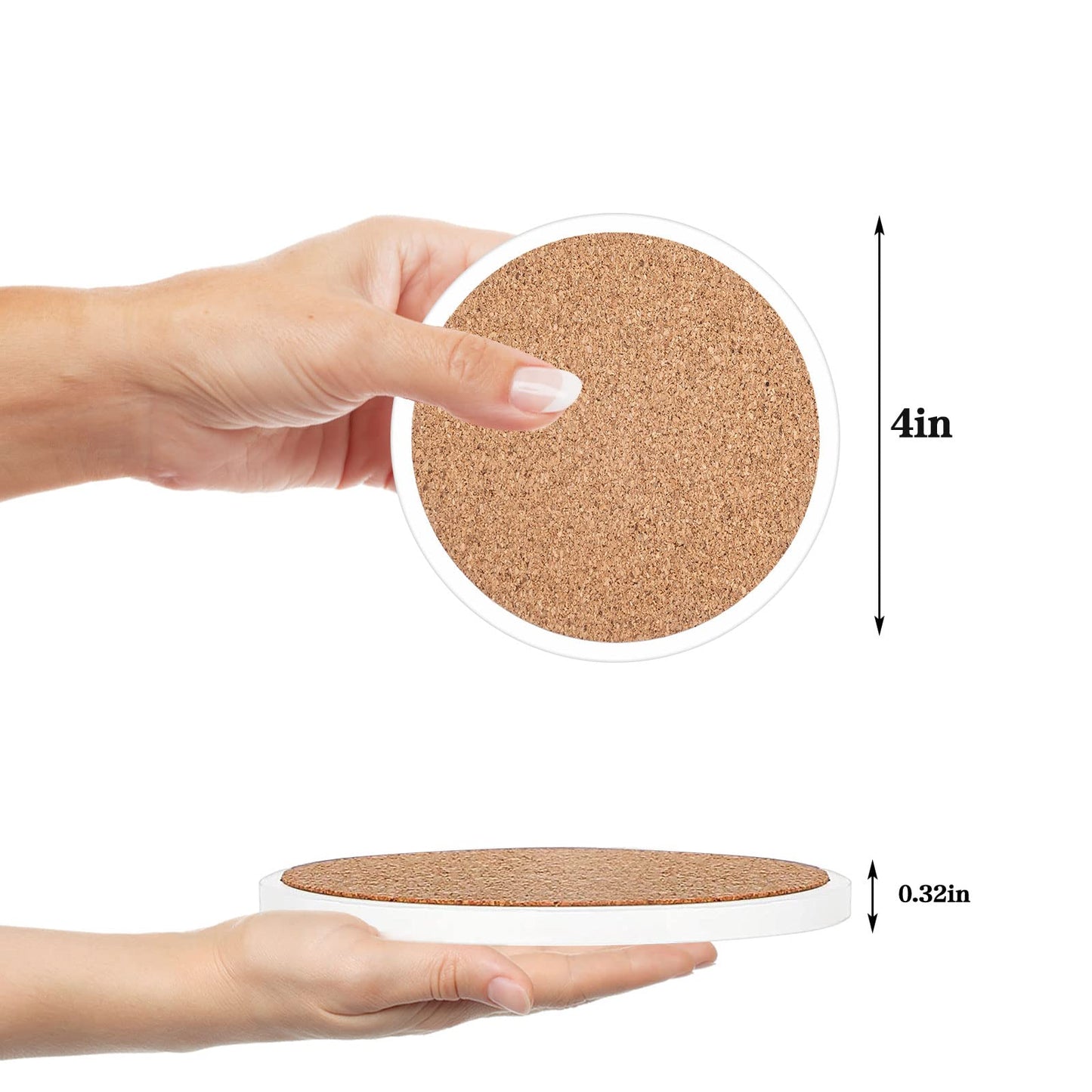 48 Pcs Ceramic Tile for Crafts Coasters, 4 Inch Unglazed Round Ceramic Coasters with 24 Pcs Cork Backing Pads, Blank Drink Cup Mat for DIY Arts Craft Project Coasters